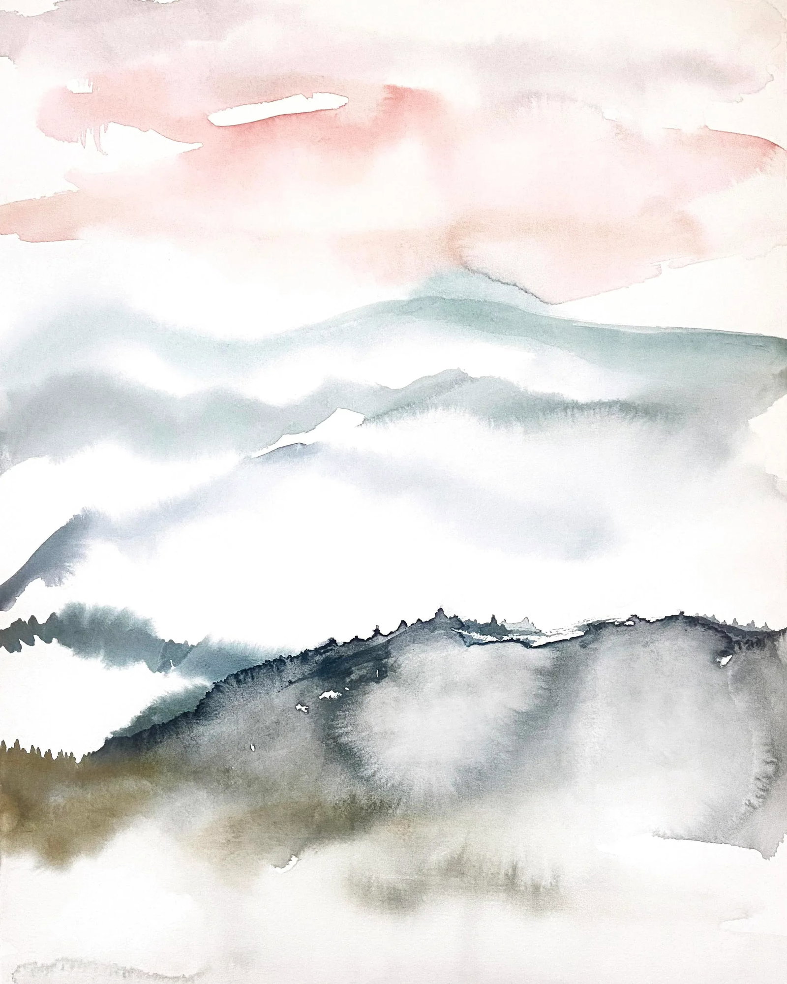 Appalachians No. 4 Contemporary Original Abstract Watercolor Painting by Elizabeth Becker: Original watercolor painting on 140 lb cold press paper Artist: Elizabeth Becker Year: 2022 Image and Paper Size: 16" x 20" Signed on front Condition: Imperfections: No Imperfections Origin: United St