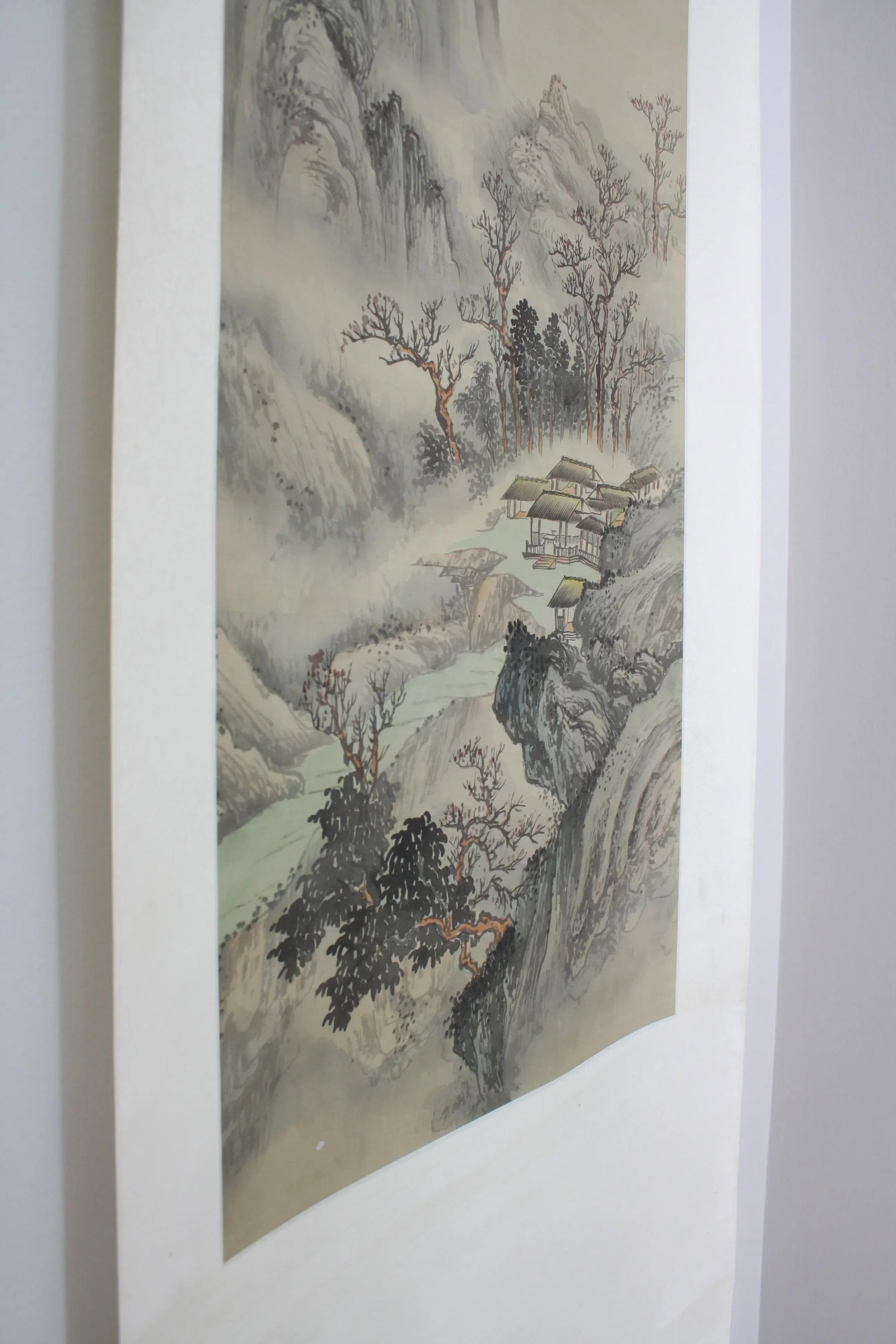 Early 20th Century Chinese Watercolor Landscape Silk Scroll - 2