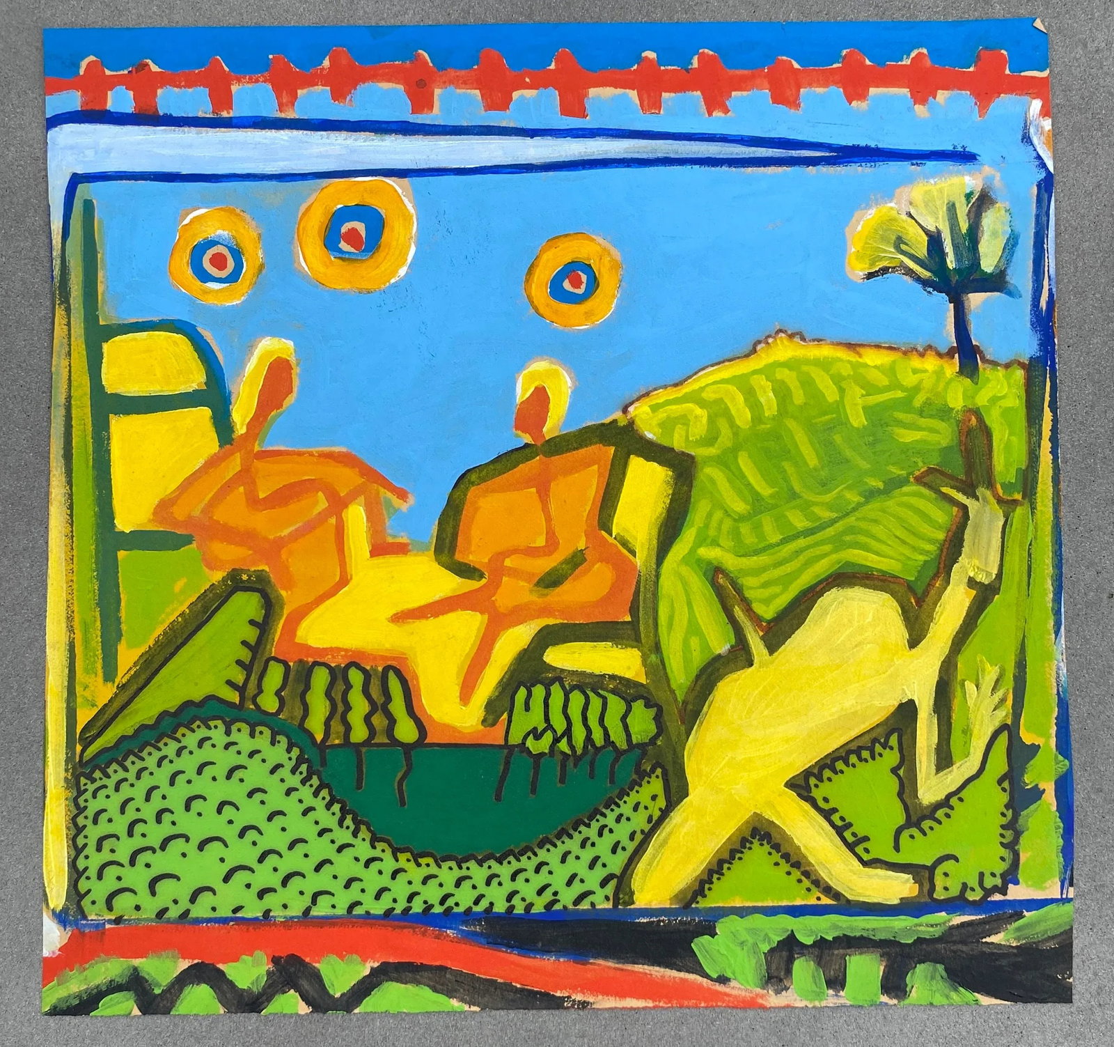 Larry Connatser Figures in a Garden Painting - 2