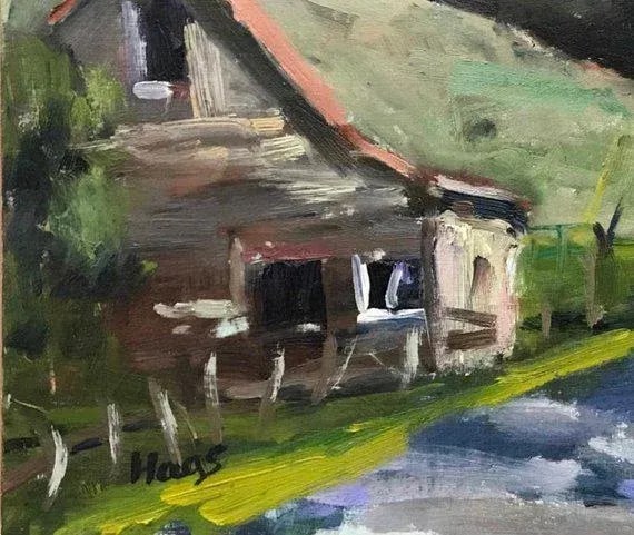 Rose Barn, Contemporary Impressionist in Oil - 5