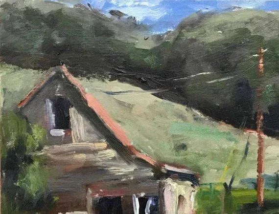 Rose Barn, Contemporary Impressionist in Oil - 6