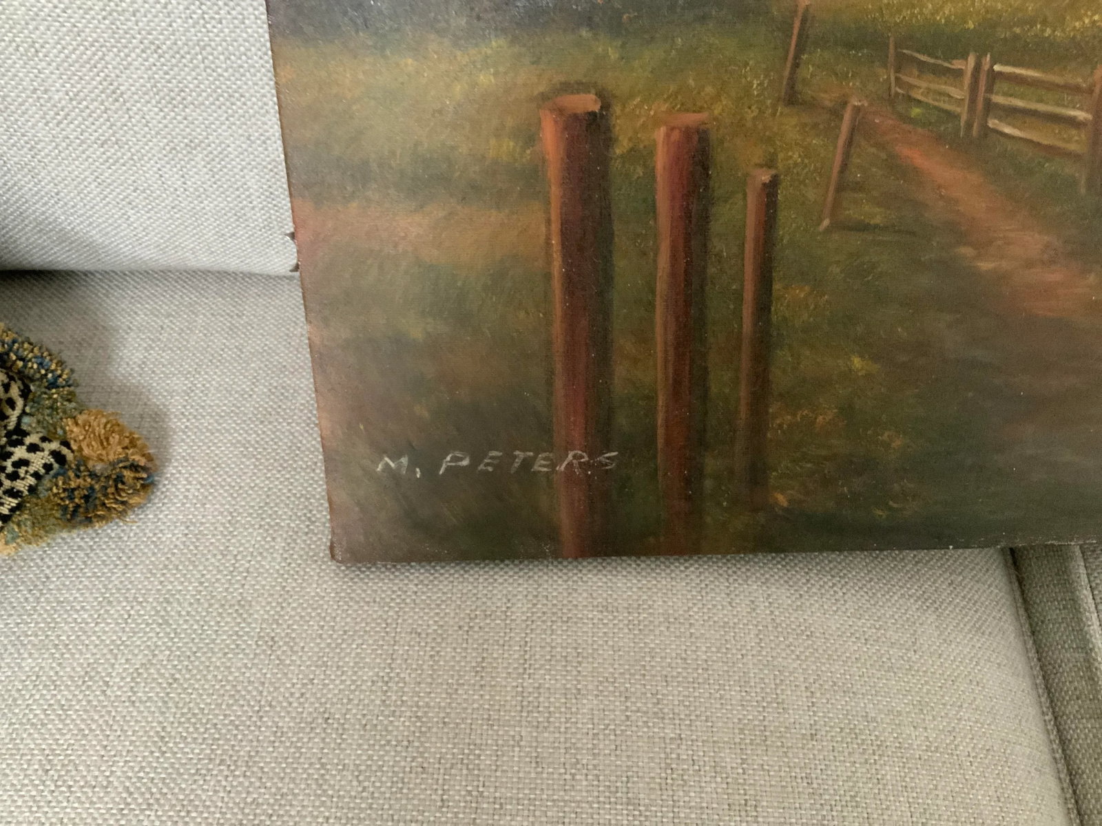 1980s "The Farm" Rustic Landscape Oil Painting on Canvas - 8