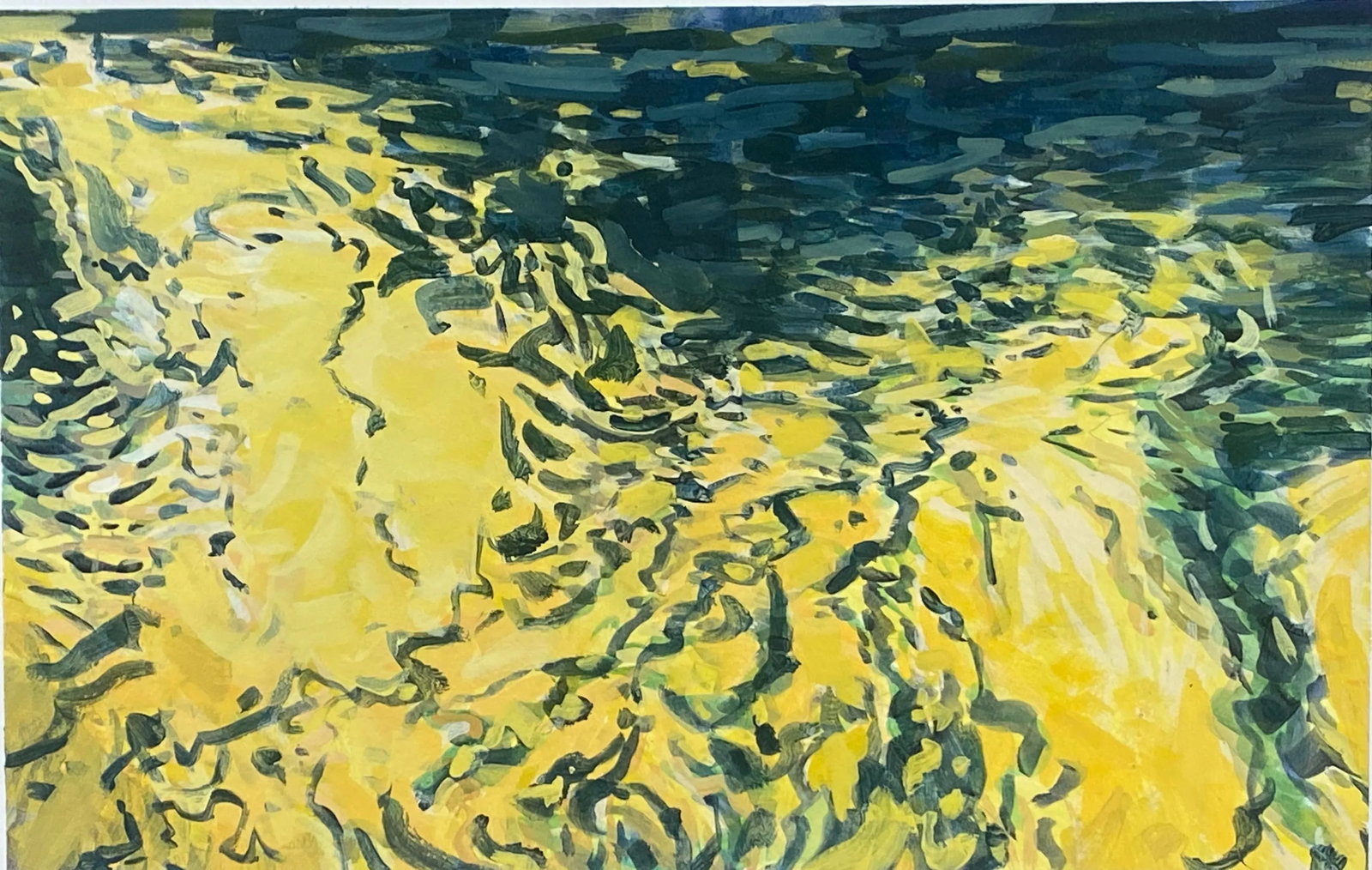 Moving Water, Impressionist Painting, on Paper - 2