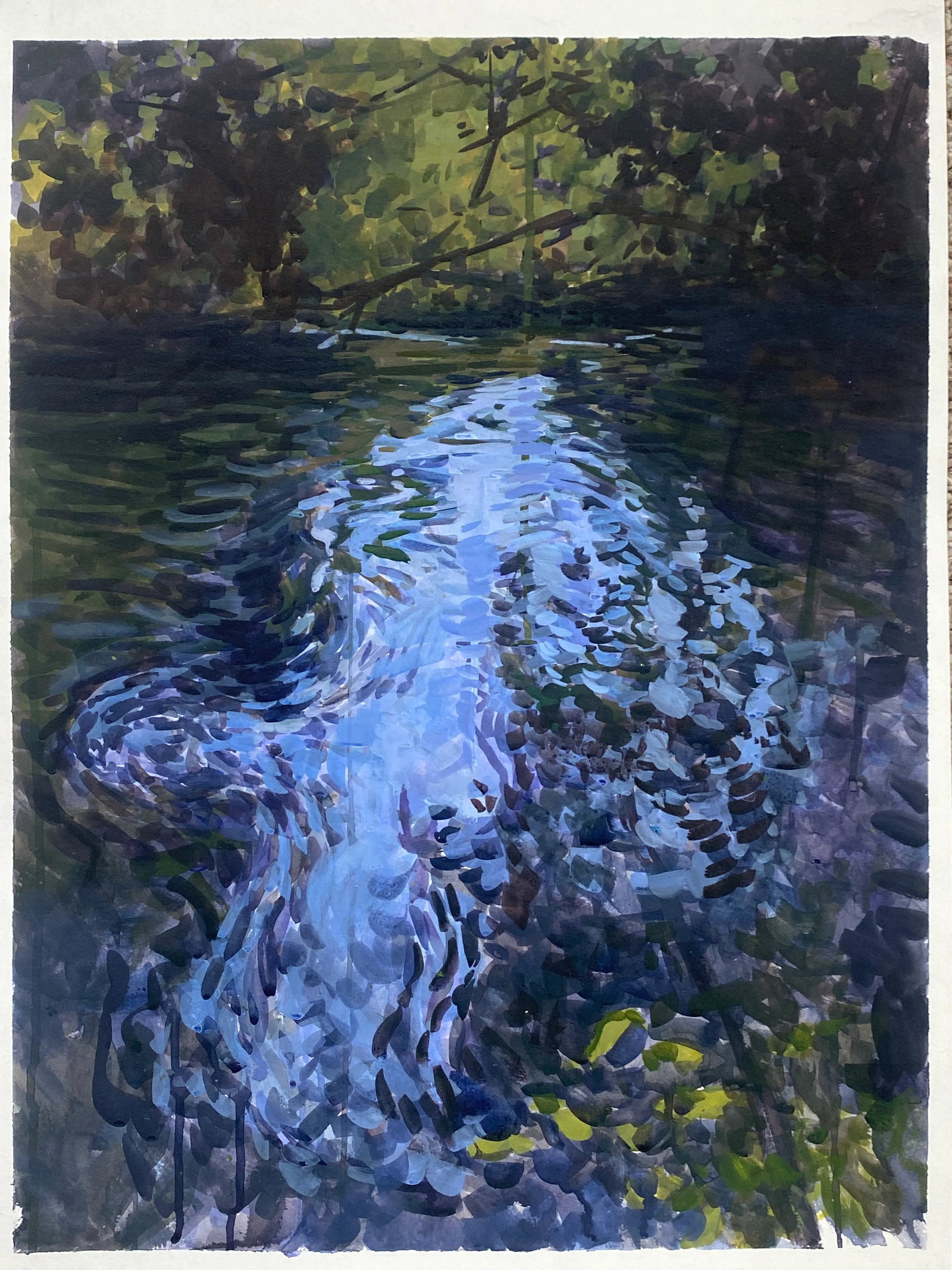 Impressionist Style Painting on Paper Part of the Moving Waters Series - 3