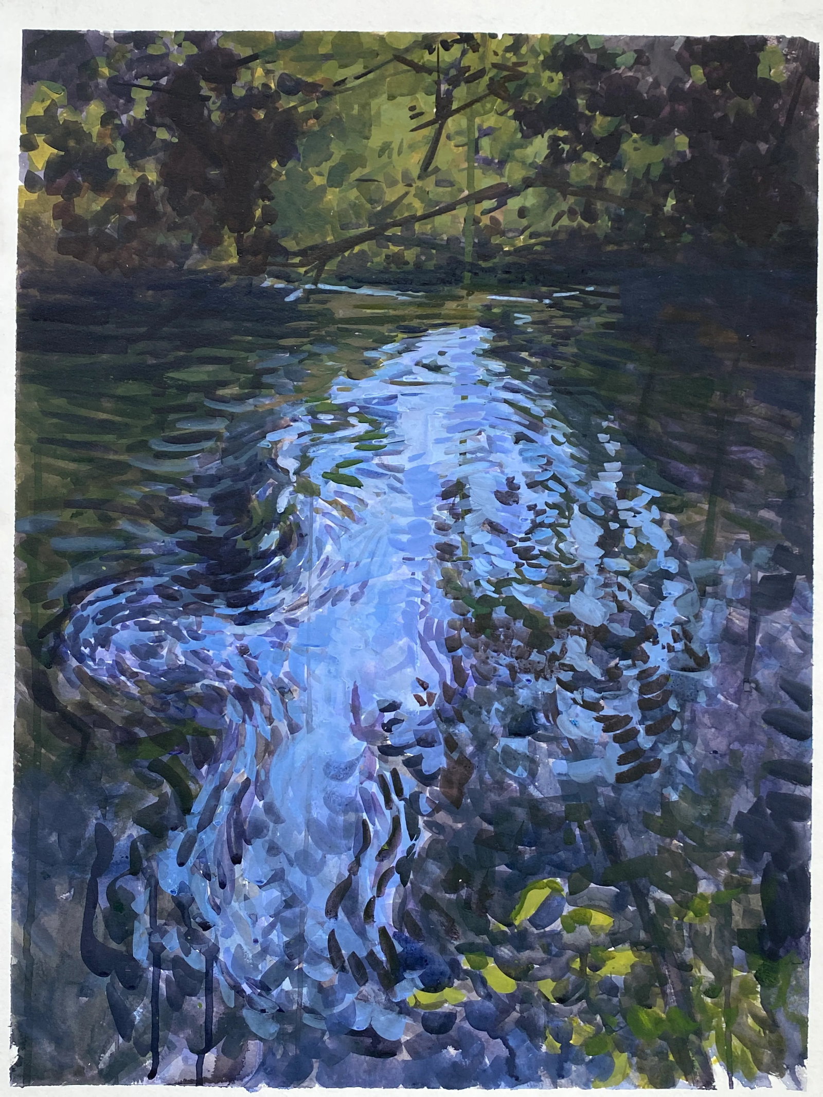Impressionist Style Painting on Paper Part of the Moving Waters Series - 4