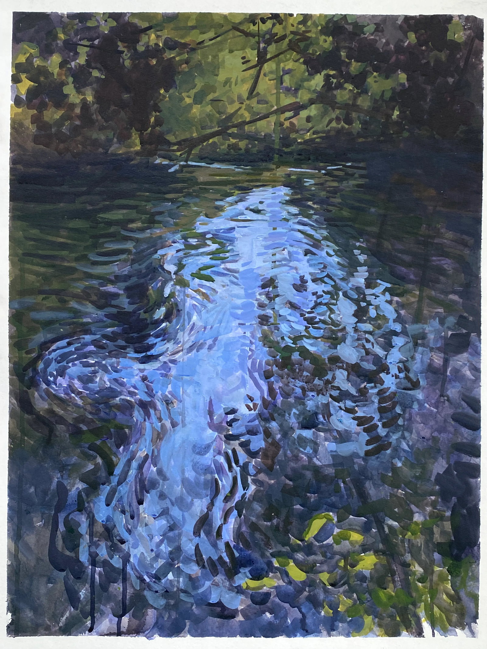 Impressionist Style Painting on Paper Part of the Moving Waters Series - 5