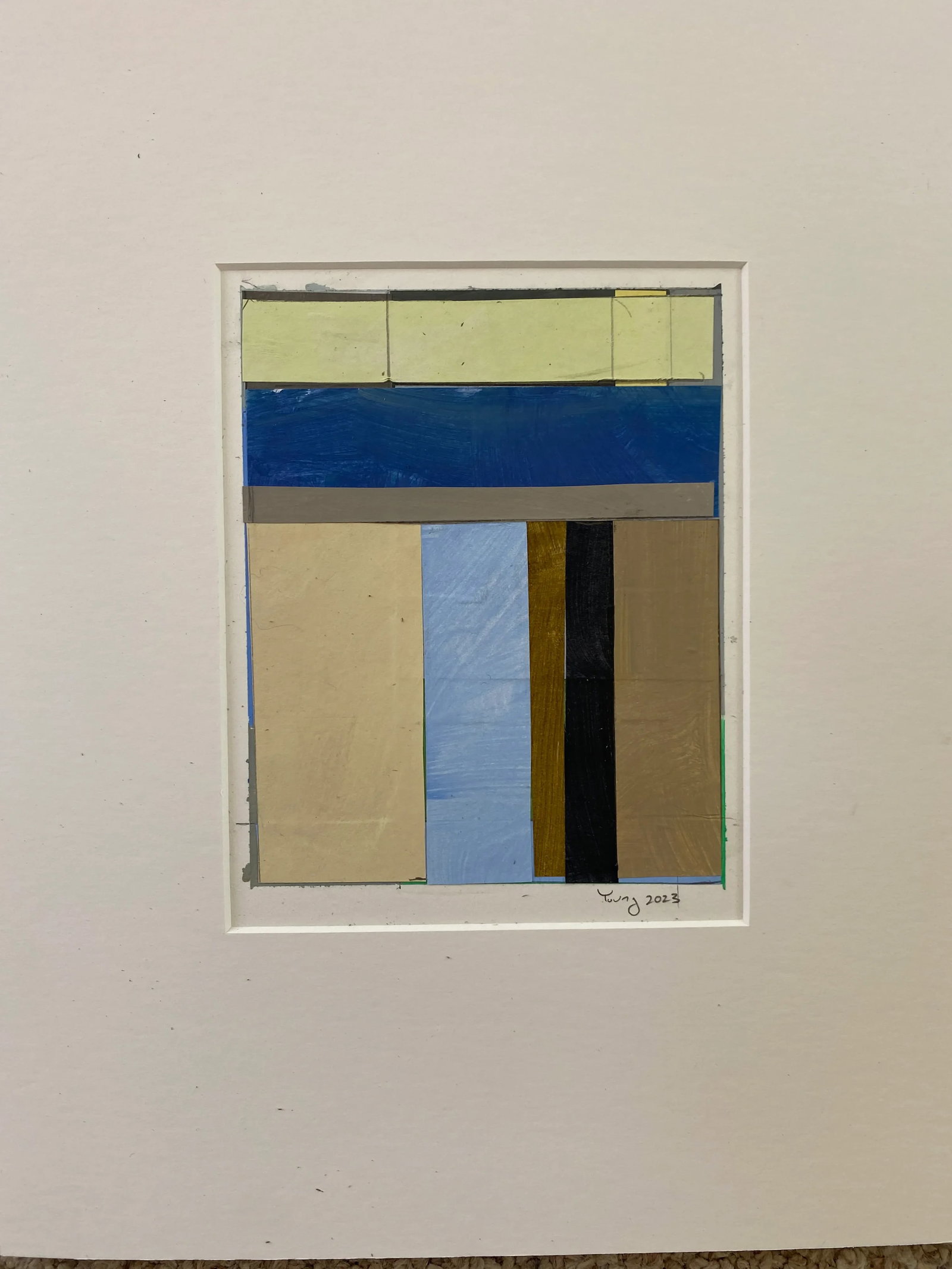 Lakes Series Contemporary Original Abstract Landscape Collage Painting on Paper by Bryan Young - 2