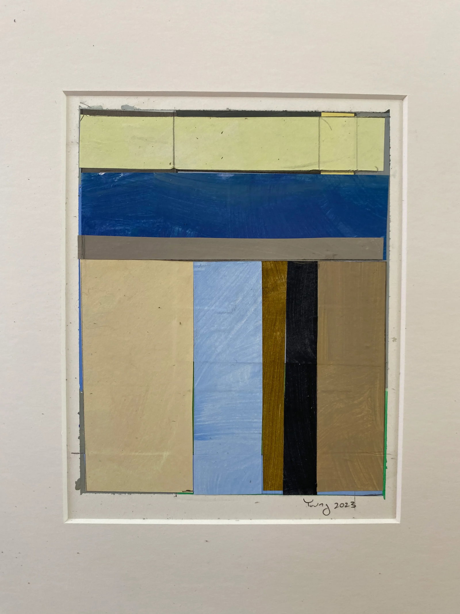 Lakes Series Contemporary Original Abstract Landscape Collage Painting on Paper by Bryan Young - 3