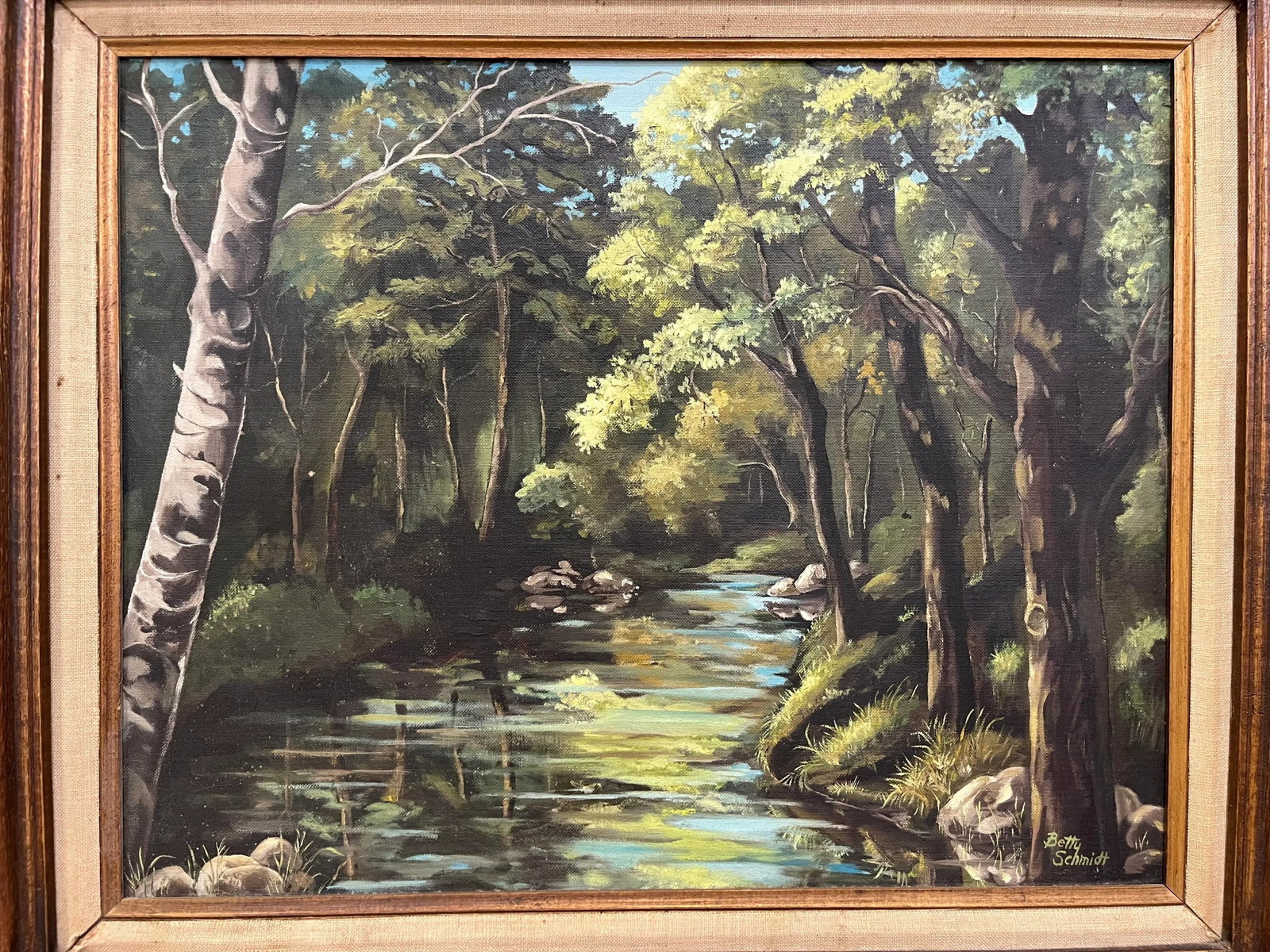 1976 Betty Schmidt Original Oil Painting Titled the Stream - 2