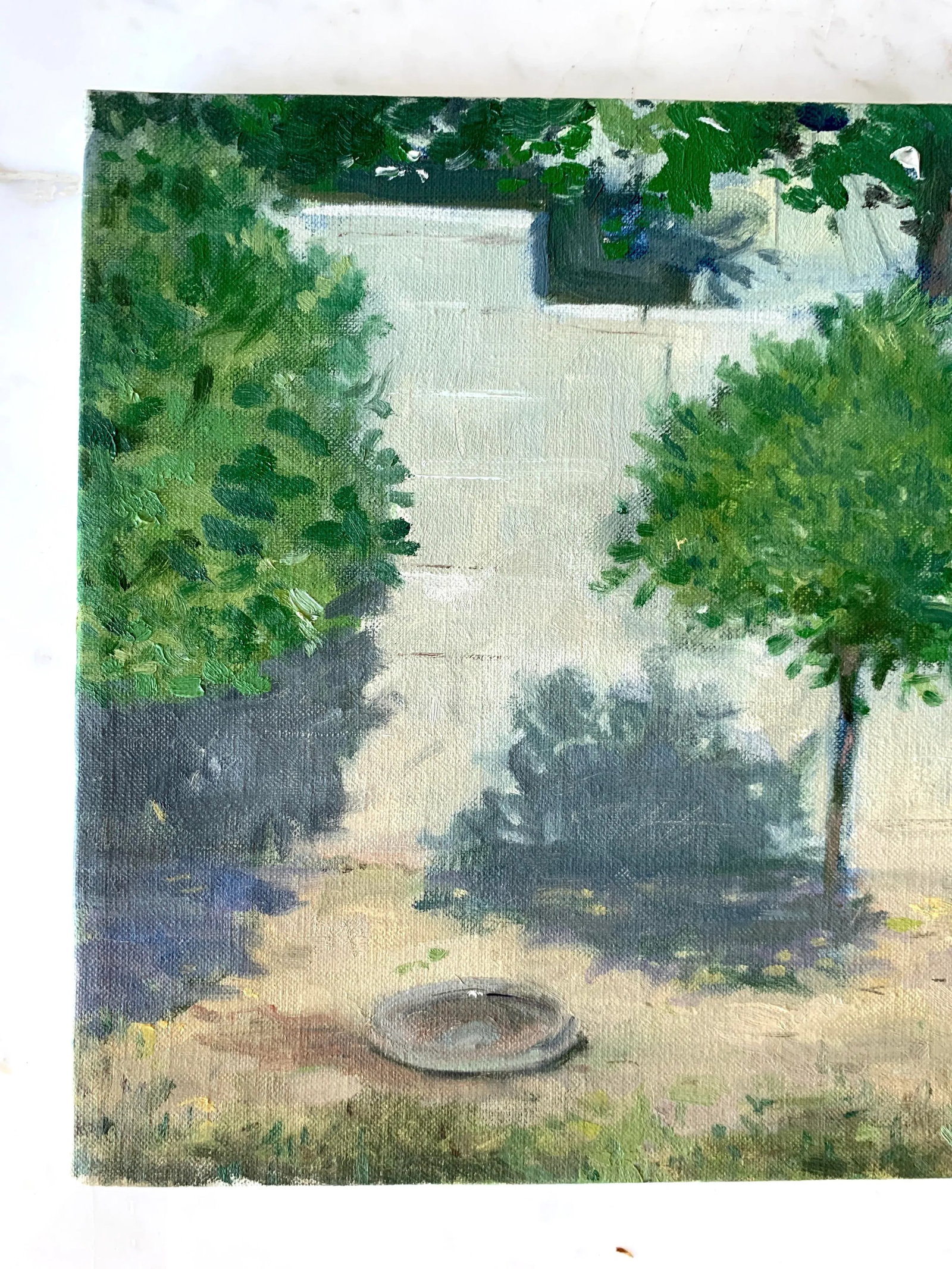 Plein Air Impressionist Oil Painting 'On Murray Drive, Silverlake, Ca'" by Larry Eikleberry C.1989 - 2