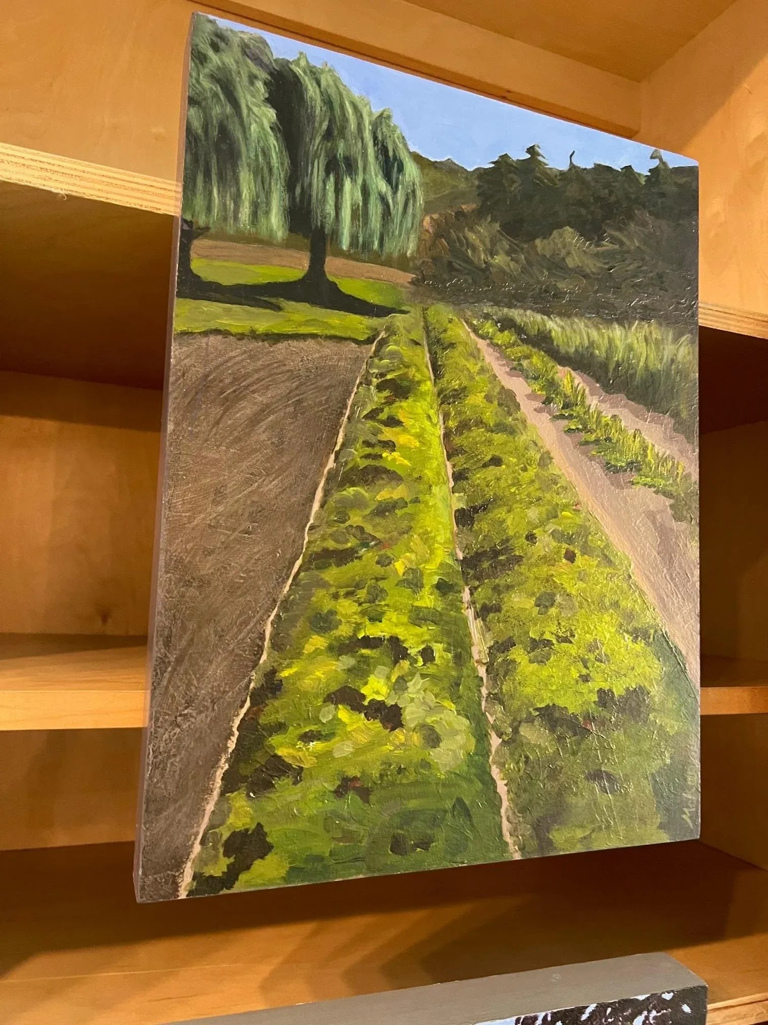Before the Harvest Contemporary Impressionist California Farm Landscape in Green, Brown by Mill Va - 2