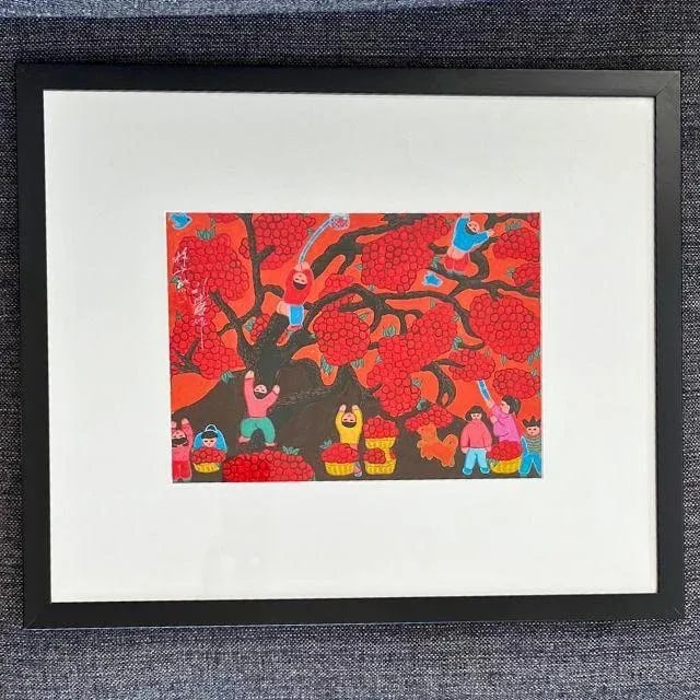 1990s Gouache on Paper, Chinese Folk Art, Signed and Framed, Pair (2) - 5