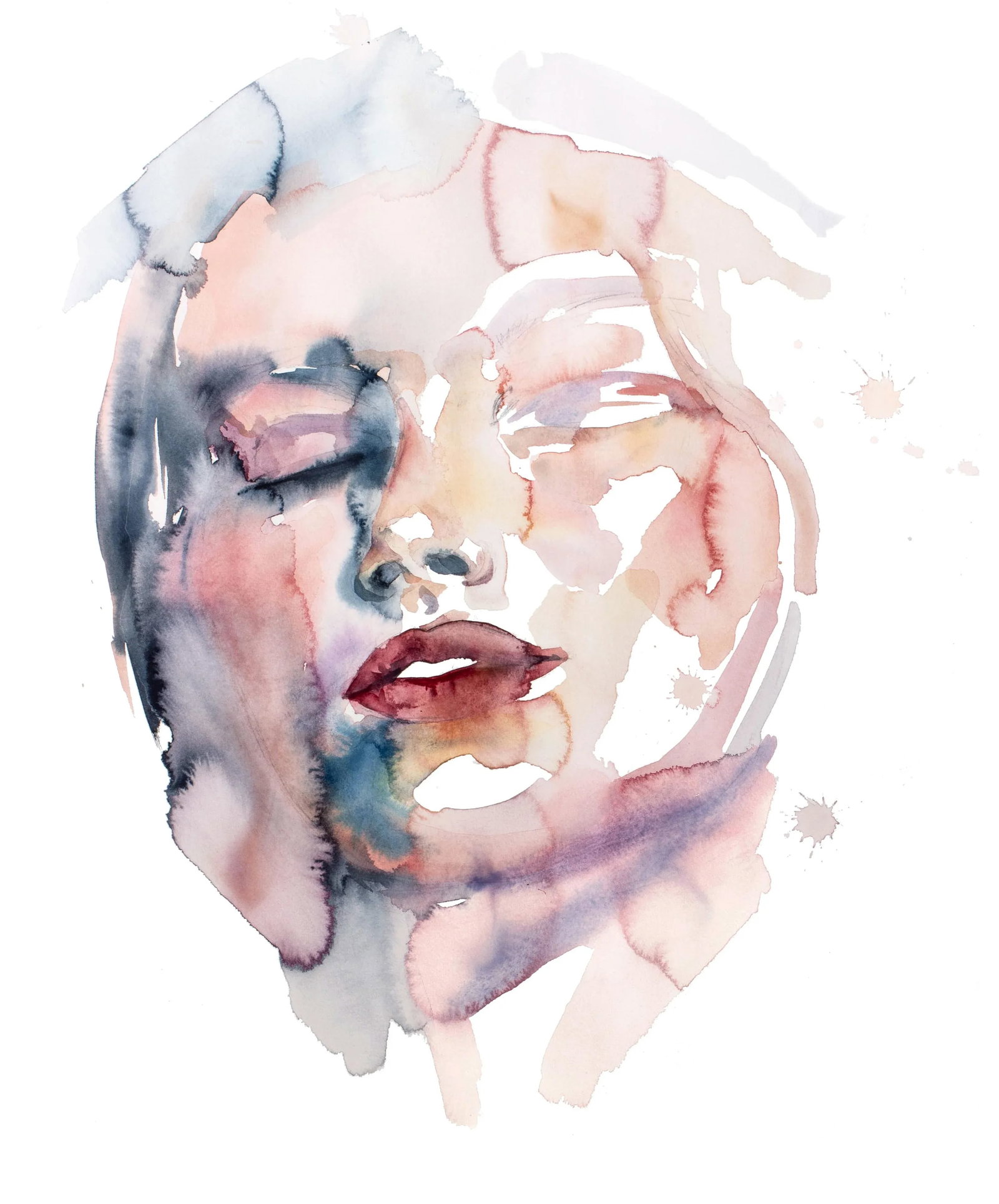 Awareness No. 2 Contemporary Original Portrait Watercolor Painting by Elizabeth Becker - 2