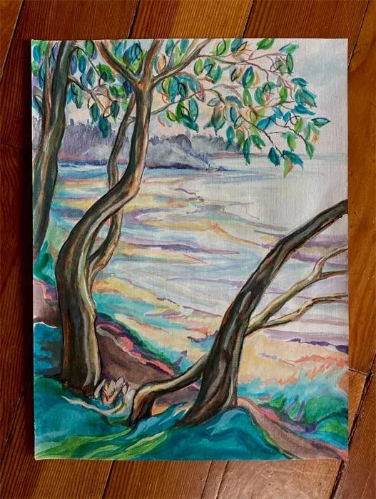 Original Plein Aire Seascape Painting, on the Bluff 2, Acrylic Study - 3