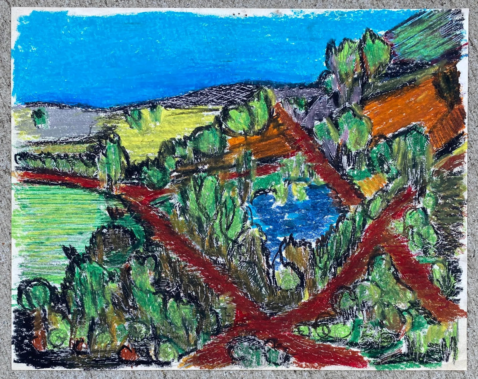 1960s Larry Connatser Landscape Oil Pastel - 2