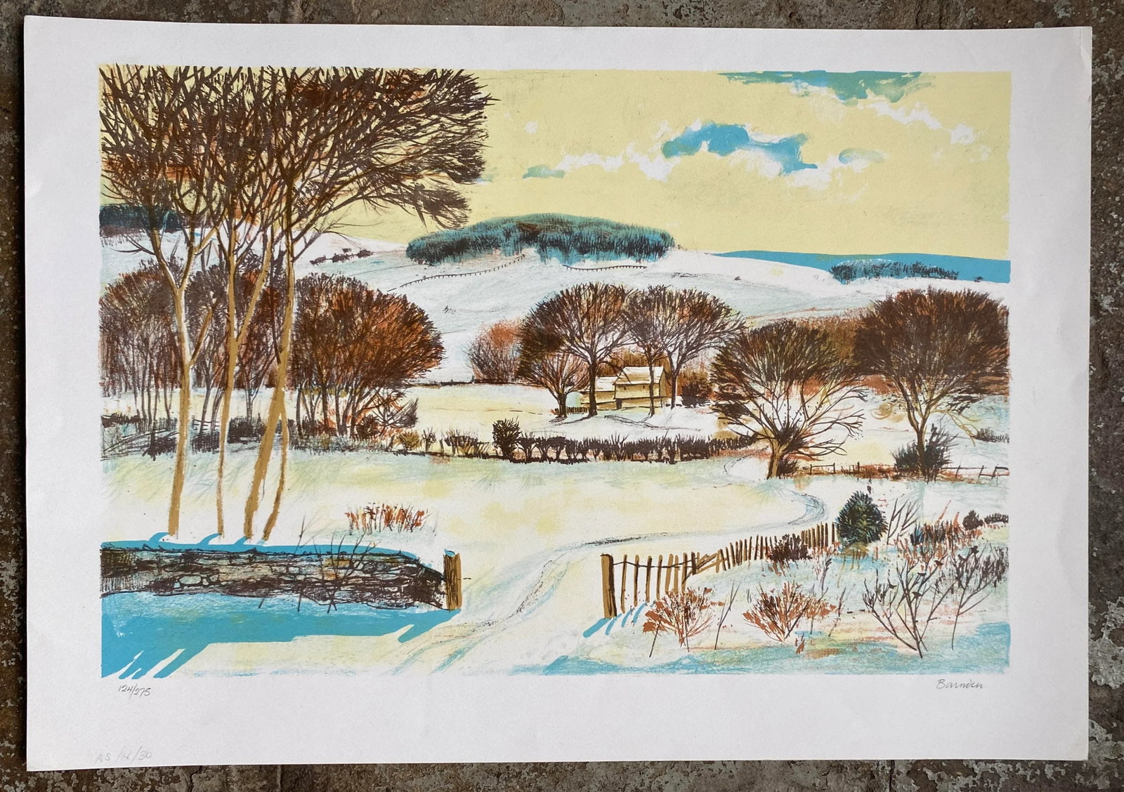 1960s Bruce Barnden Snowy Landscape Lithograph - 2