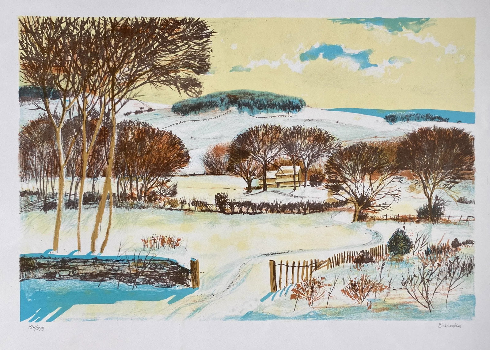 1960s Bruce Barnden Snowy Landscape Lithograph - 3