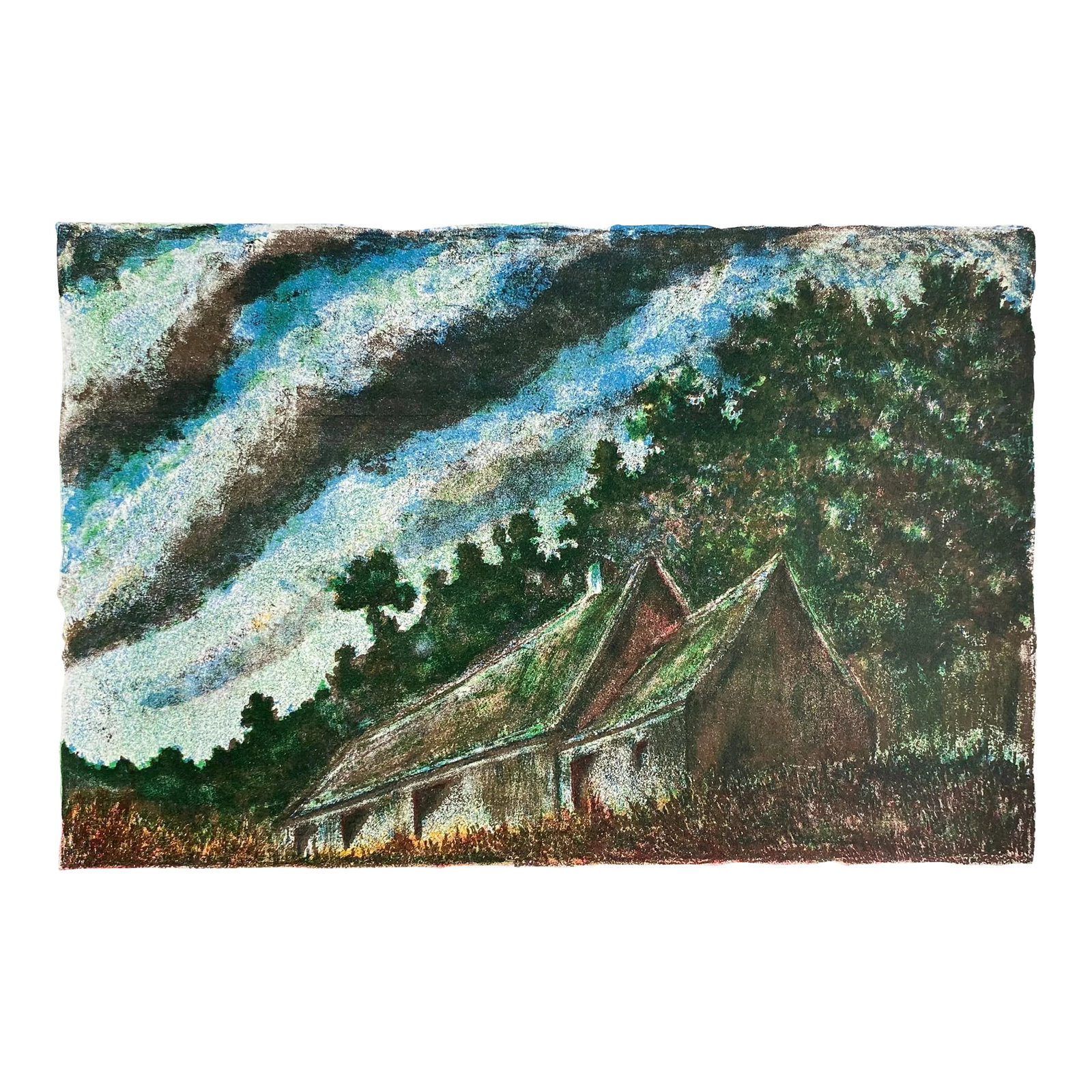 1960s Mid Century Modern Landscape Lithograph: 1960s landscape litho, numbered 92 of 275 and illegibly signed. Condition: Alterations: Original Condition Unaltered Imperfections: Some Imperfections Condition Notes: Overall good condition. Origin: