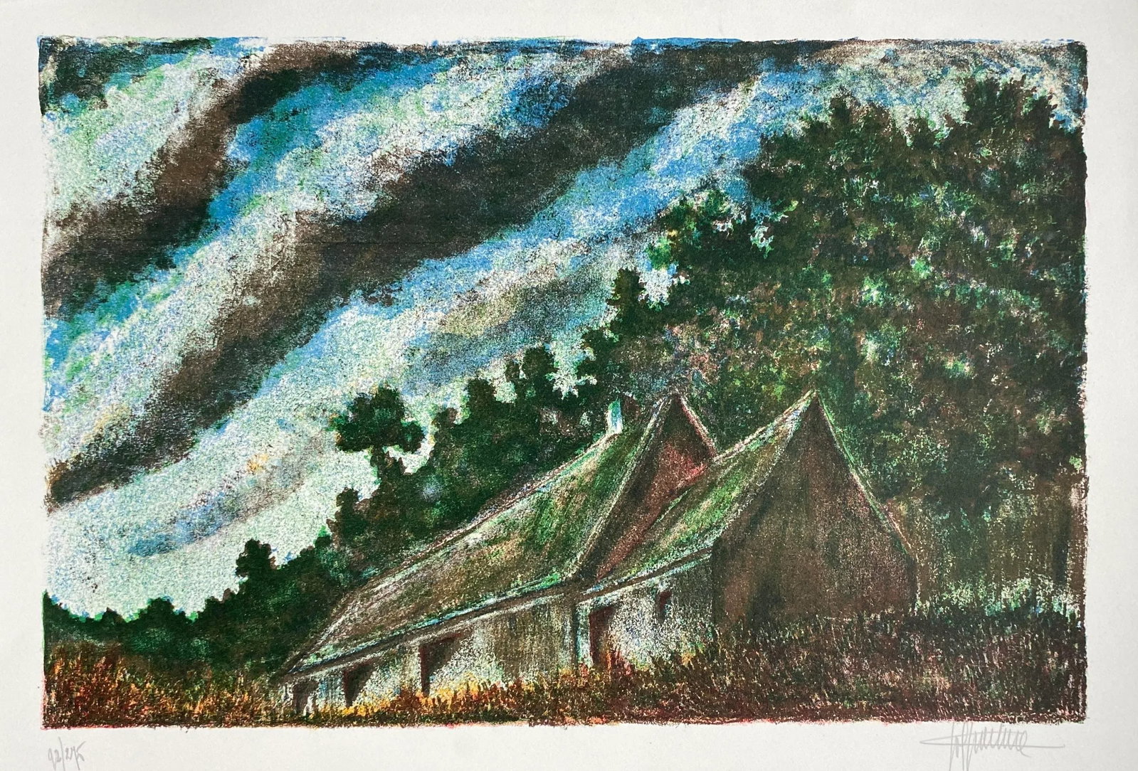1960s Mid Century Modern Landscape Lithograph - 3