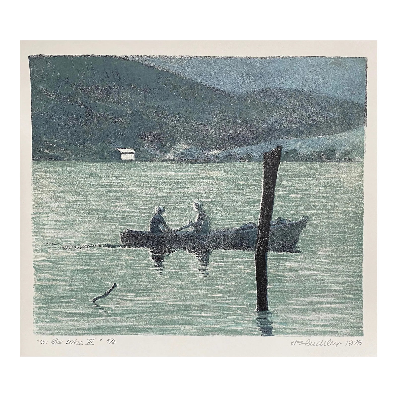 1978 Harry Buckley on the Lake Color Lithograph: 1978 litho by Harry E. Buckley (1930-2010) "On the Lake III," pencil signed, titled, numbered 8 of 8; with artist's stamp lower right. Condition: Alterations: Unknown Imperfections: Some
