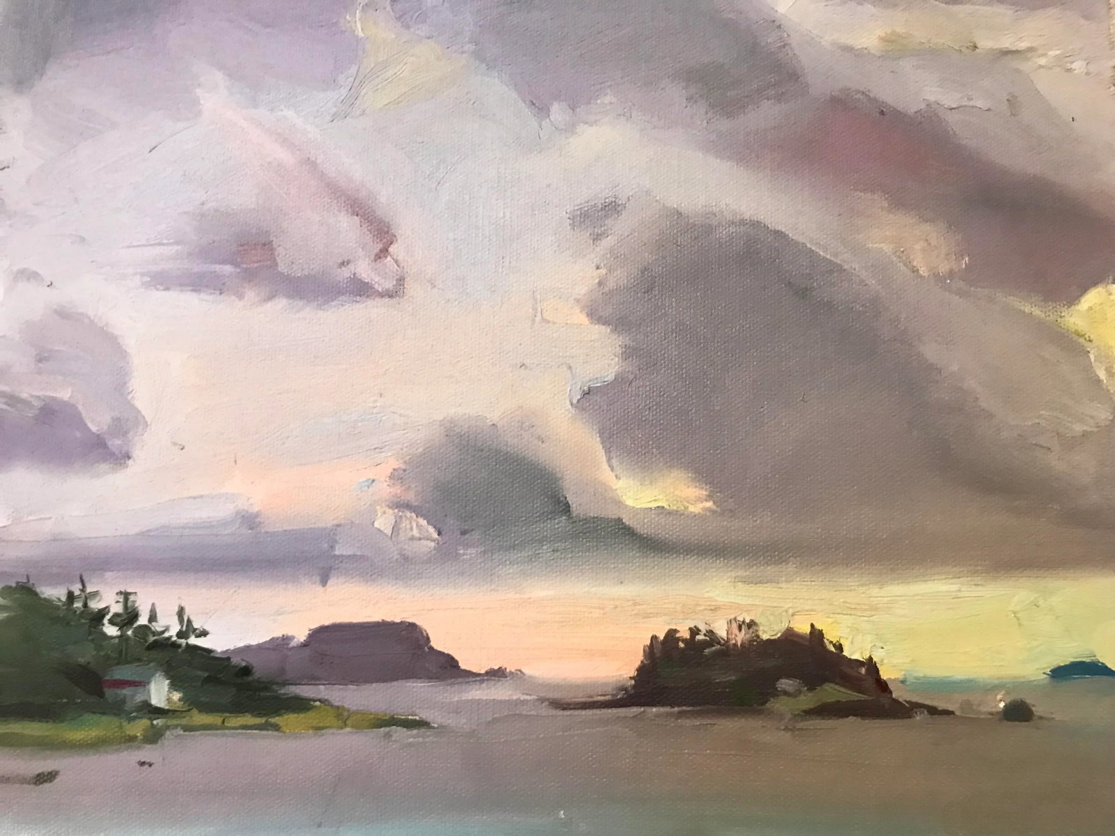 Lone Island Under Purple Skies Original Oil Painting by David Beynon Pena - 2