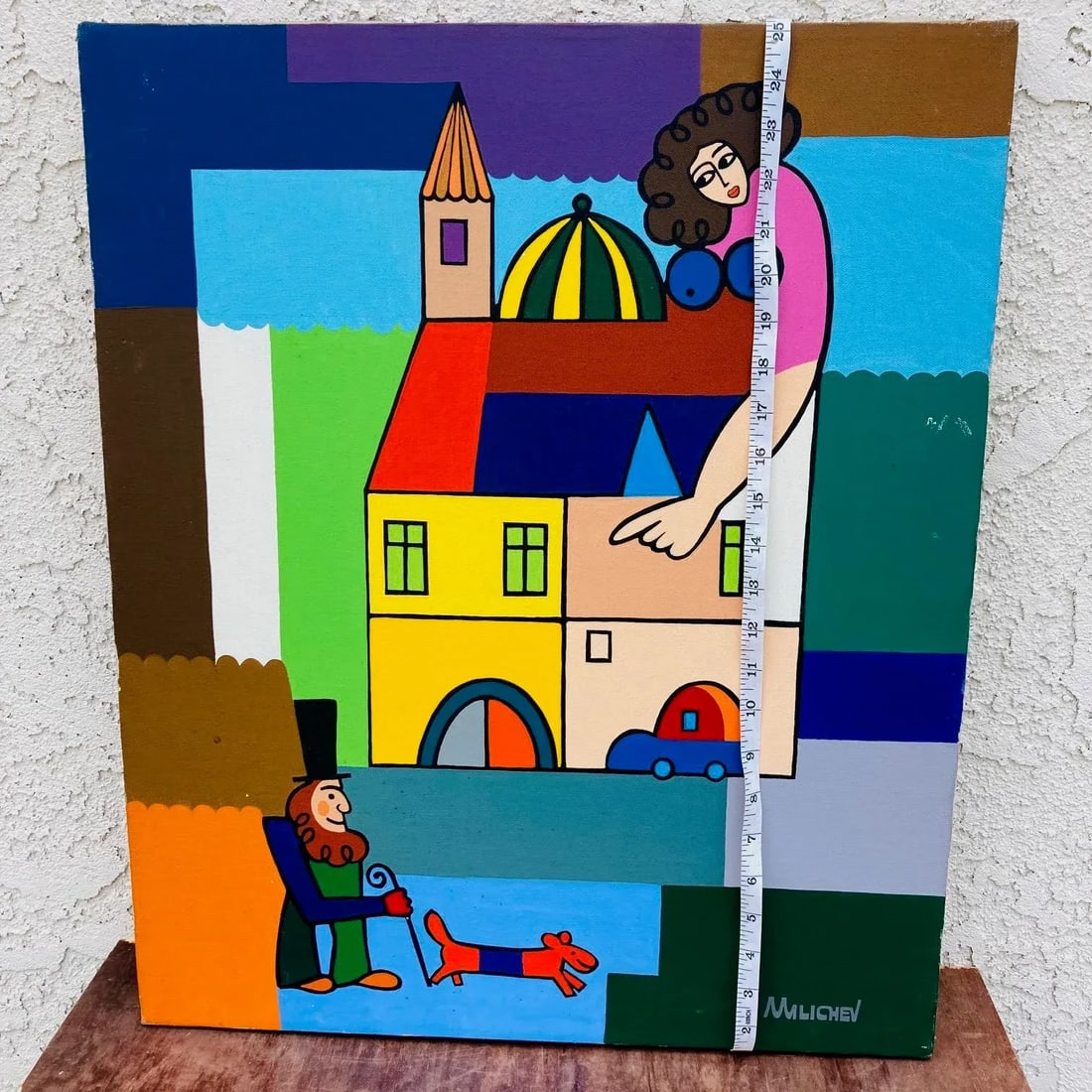 1960s Salvatore Milichev Cubist Modern Figurative Oil Painting - 12