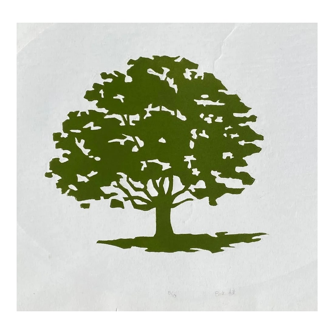 Rick Holt Oak Tree Green Serigraph: 1980s screenprint by Rick Holt of a green tree. Pencil signed and numbered 8 of 10. Combined shipping available, please inquire. Shipping times are significantly shorter than Chairish estimates, pleas