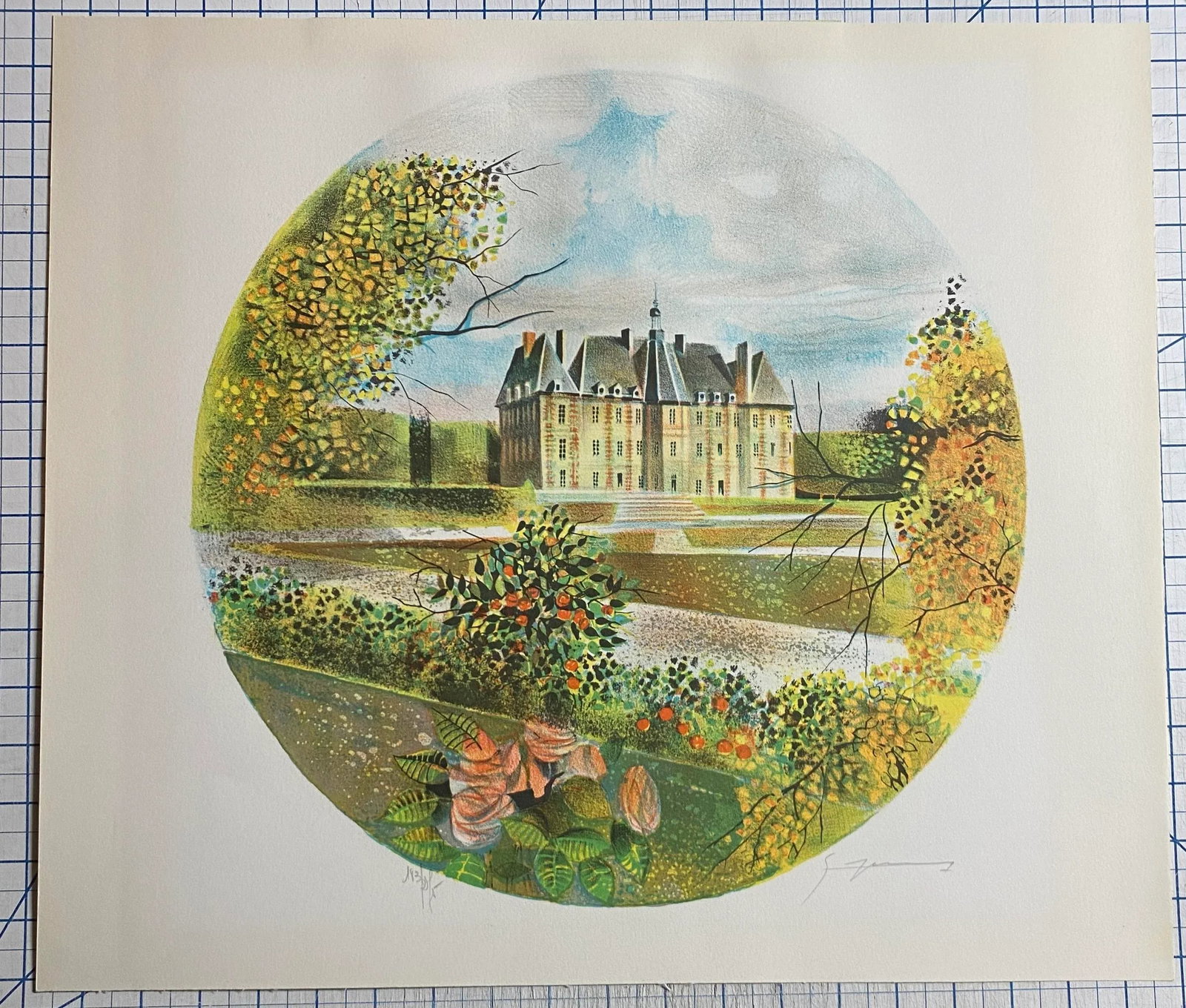 1960s Claude Grosperrin Chateau De Sceaux French Lithograph - 5