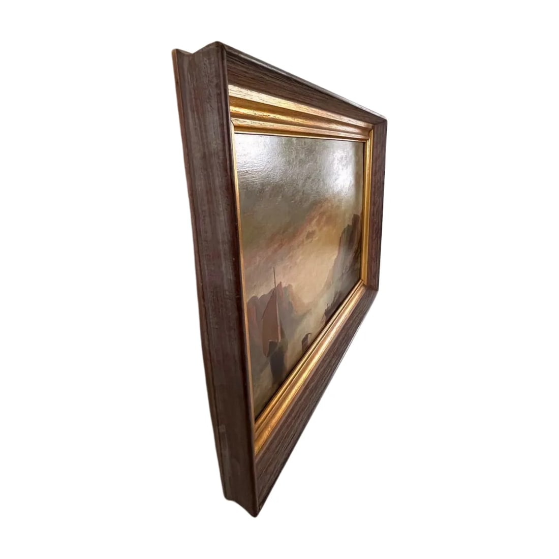 Antique Sunset Maritime Oil Painting - 11