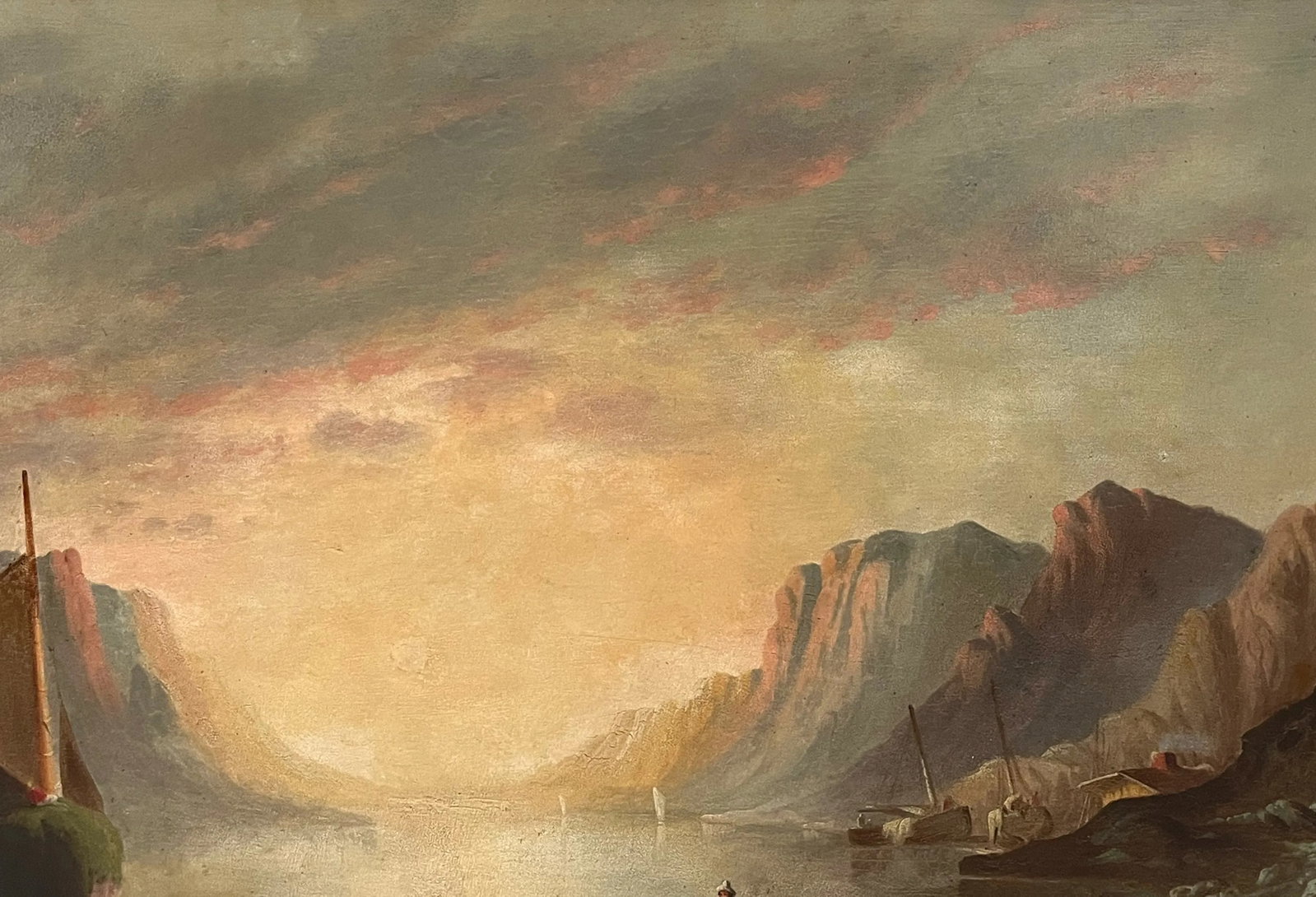 Antique Sunset Maritime Oil Painting - 3