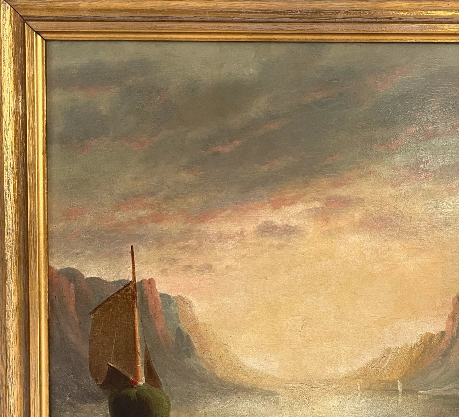 Antique Sunset Maritime Oil Painting - 4