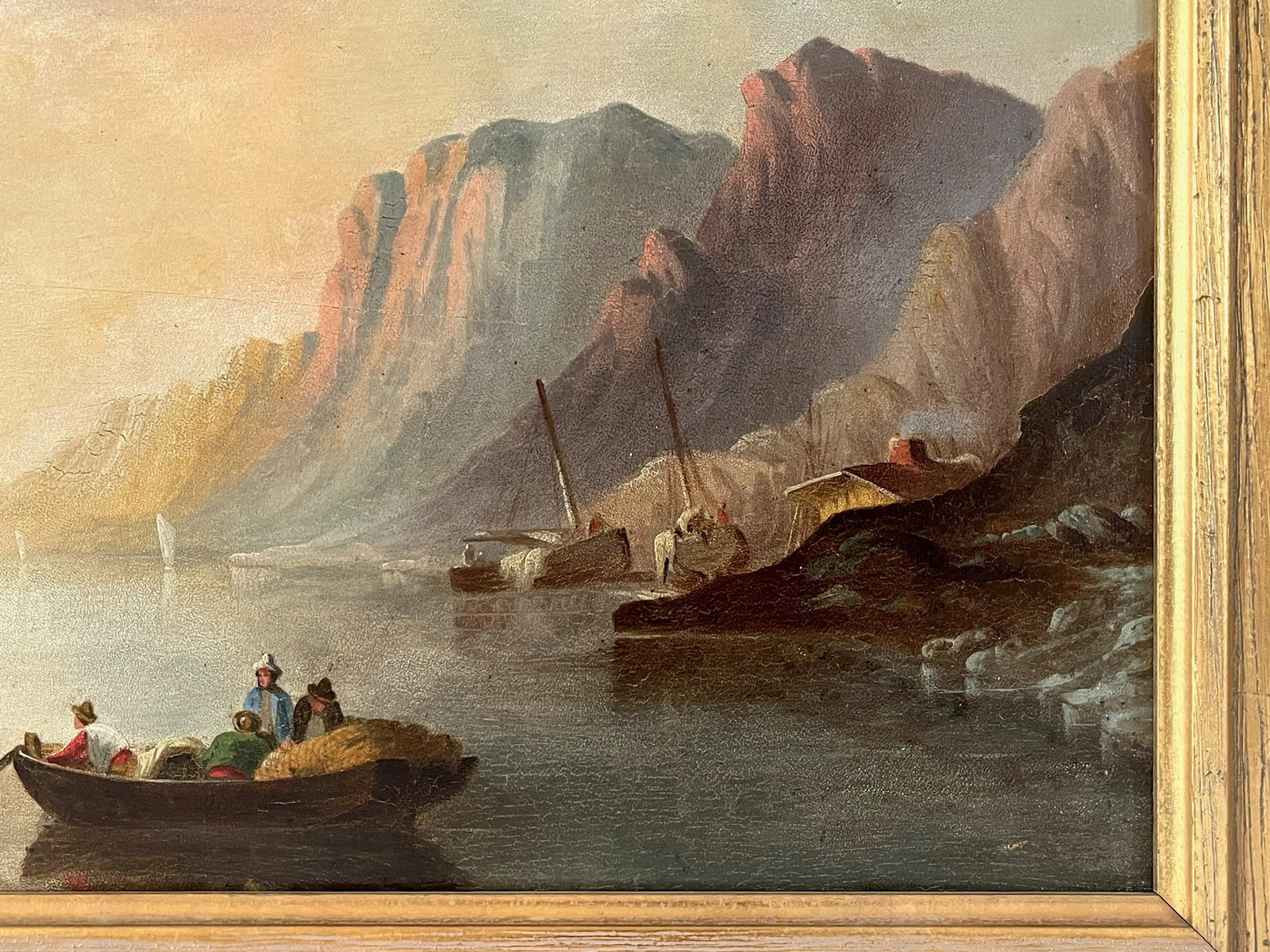 Antique Sunset Maritime Oil Painting - 7