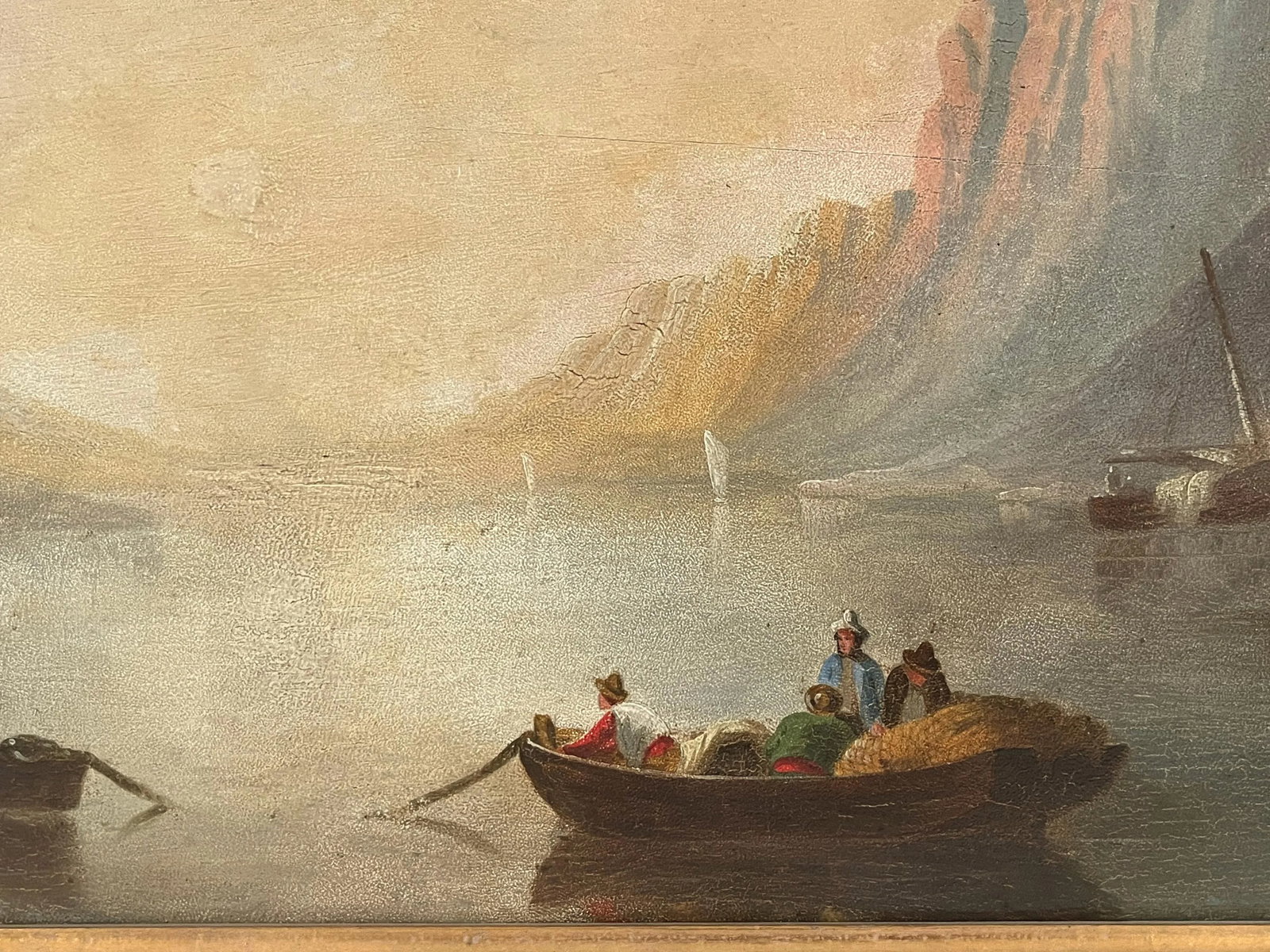 Antique Sunset Maritime Oil Painting - 9