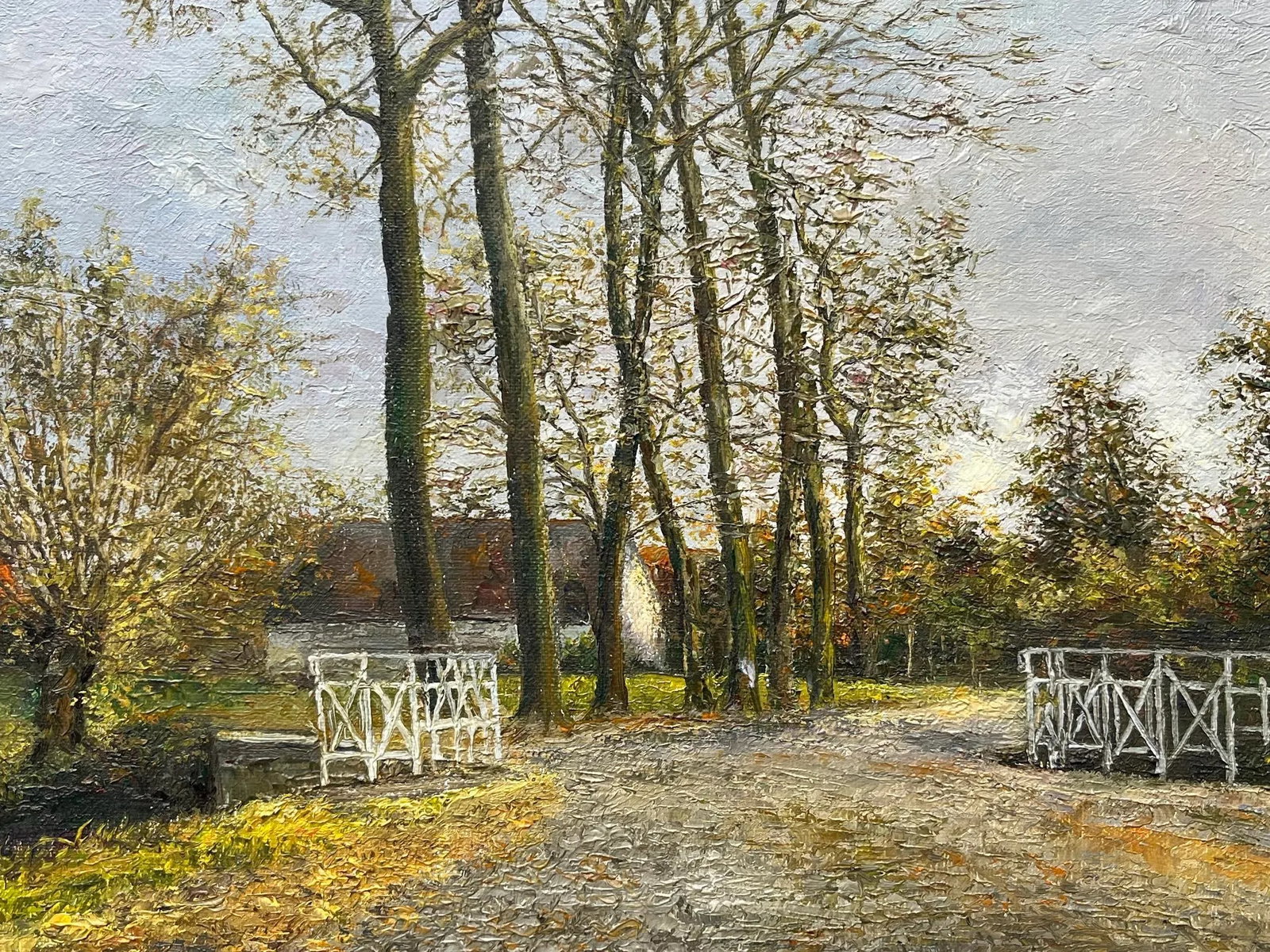 Vintage Dutch Landscape Oil Painting of a Farm and Trees by Van Neer - 5