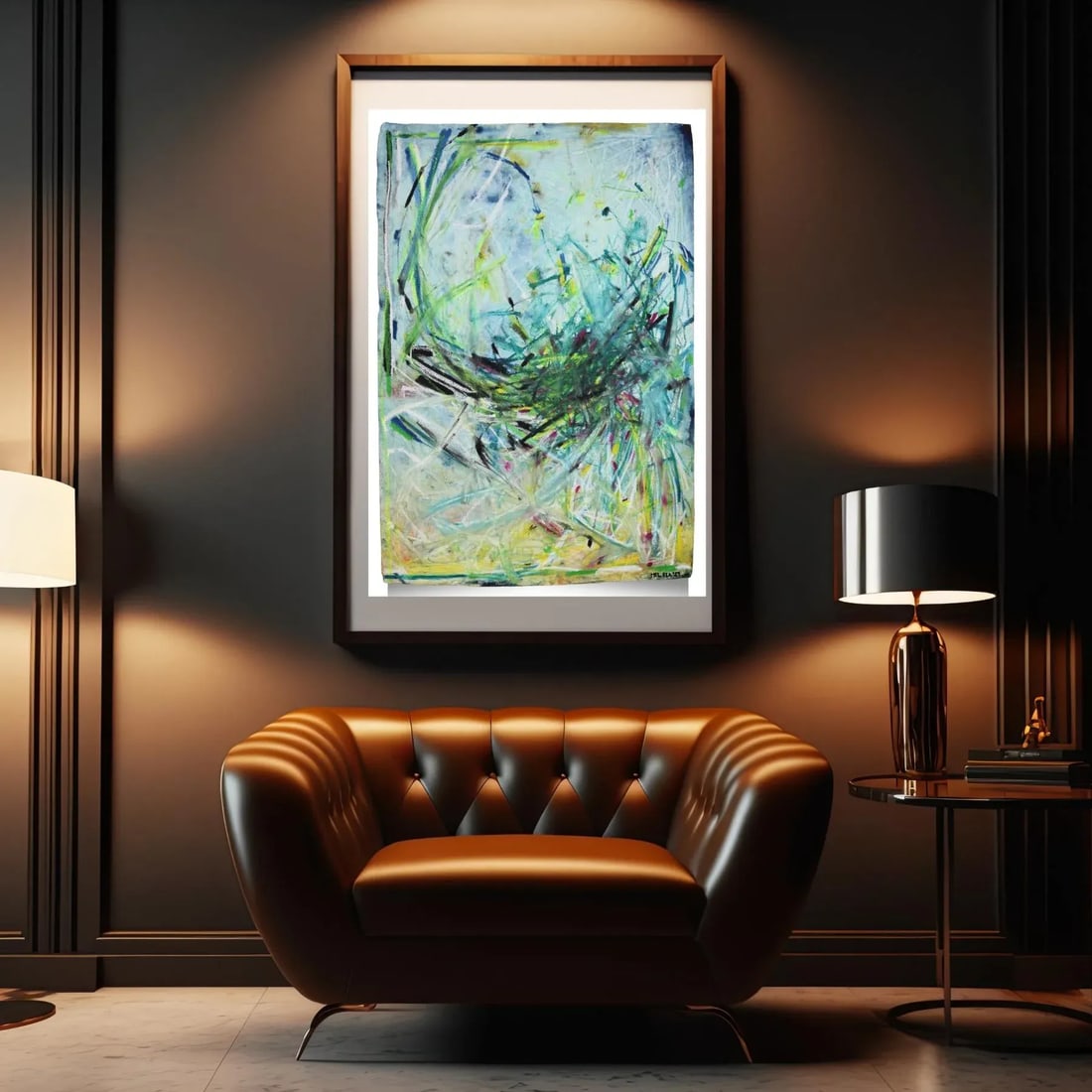 Happy Hour Original Abstract Expressionist Watercolor Drawing by Mel Rea - 3