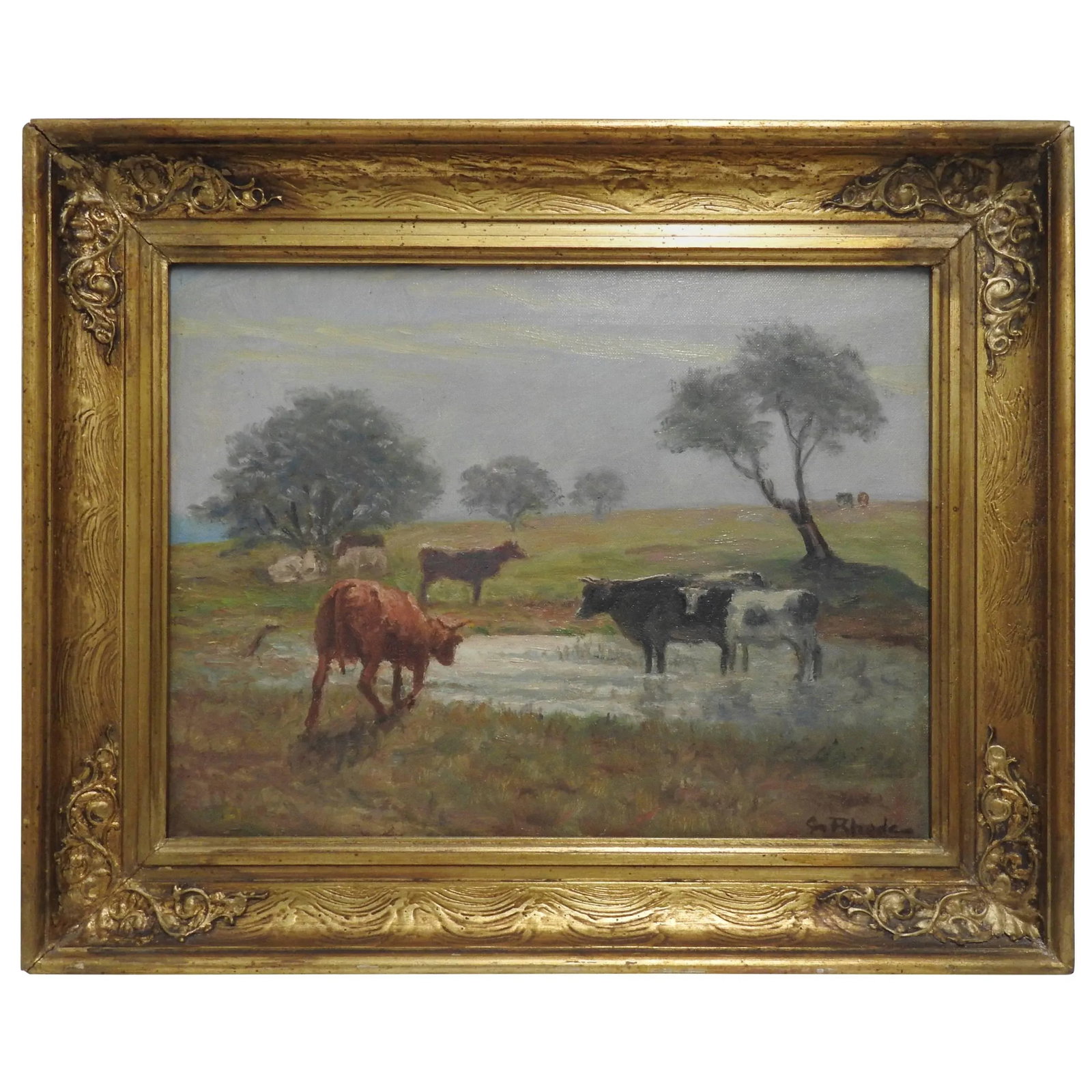 Signed Rhede Oil on Canvas of a Country Landscape - 11