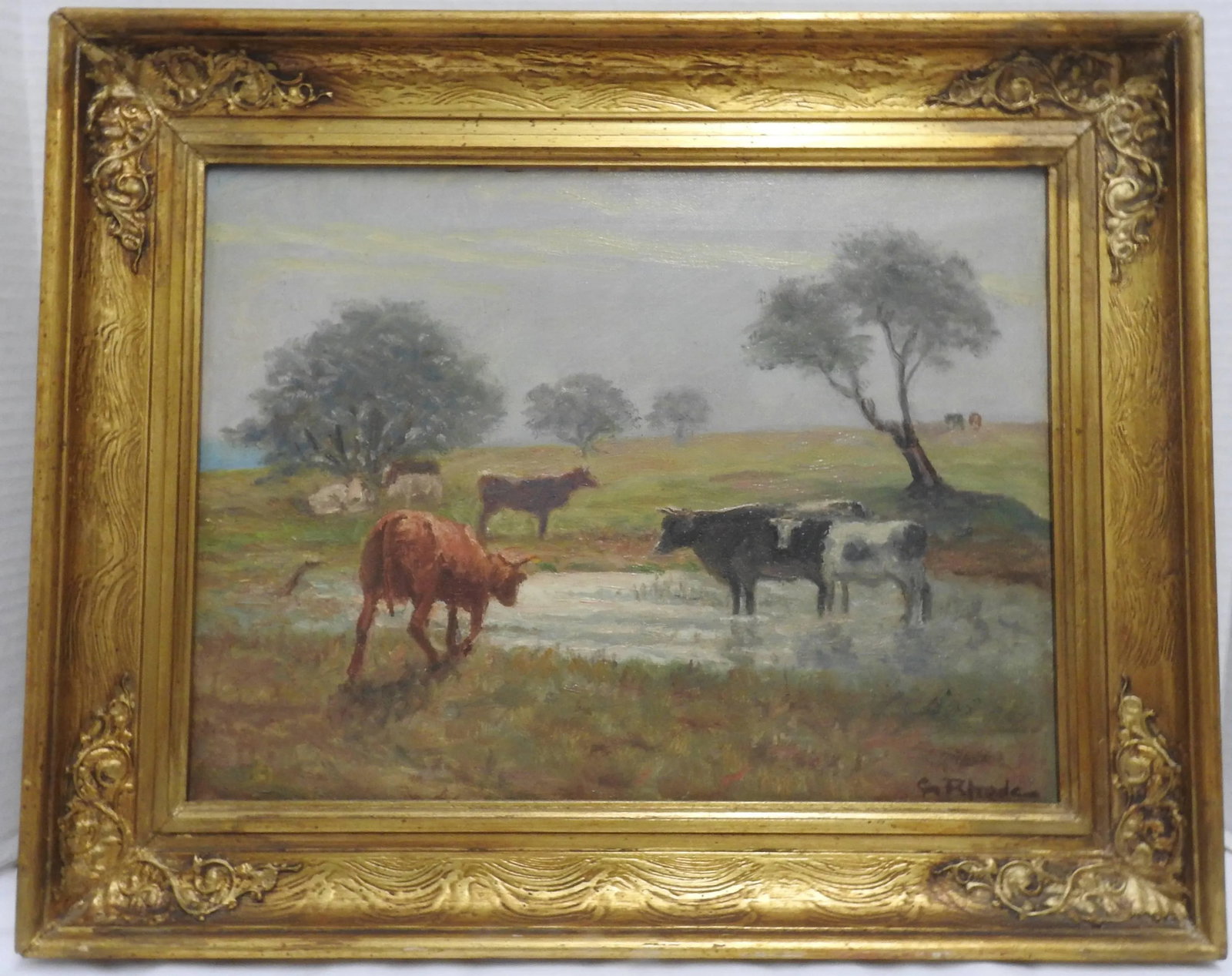 Signed Rhede Oil on Canvas of a Country Landscape - 2