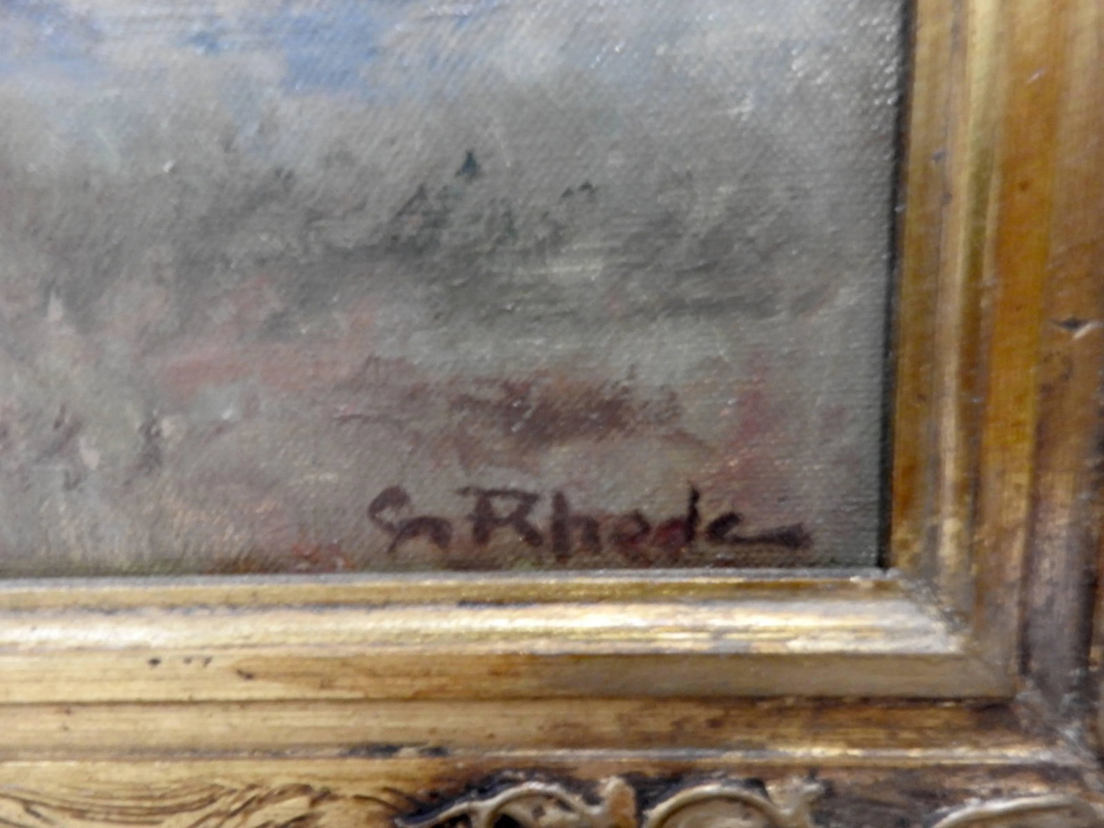 Signed Rhede Oil on Canvas of a Country Landscape - 9