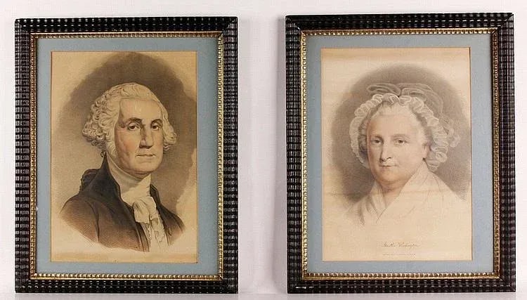 Late 19th Century Antique Currier & Ives George and Martha Washington Prints - A Pair - 4