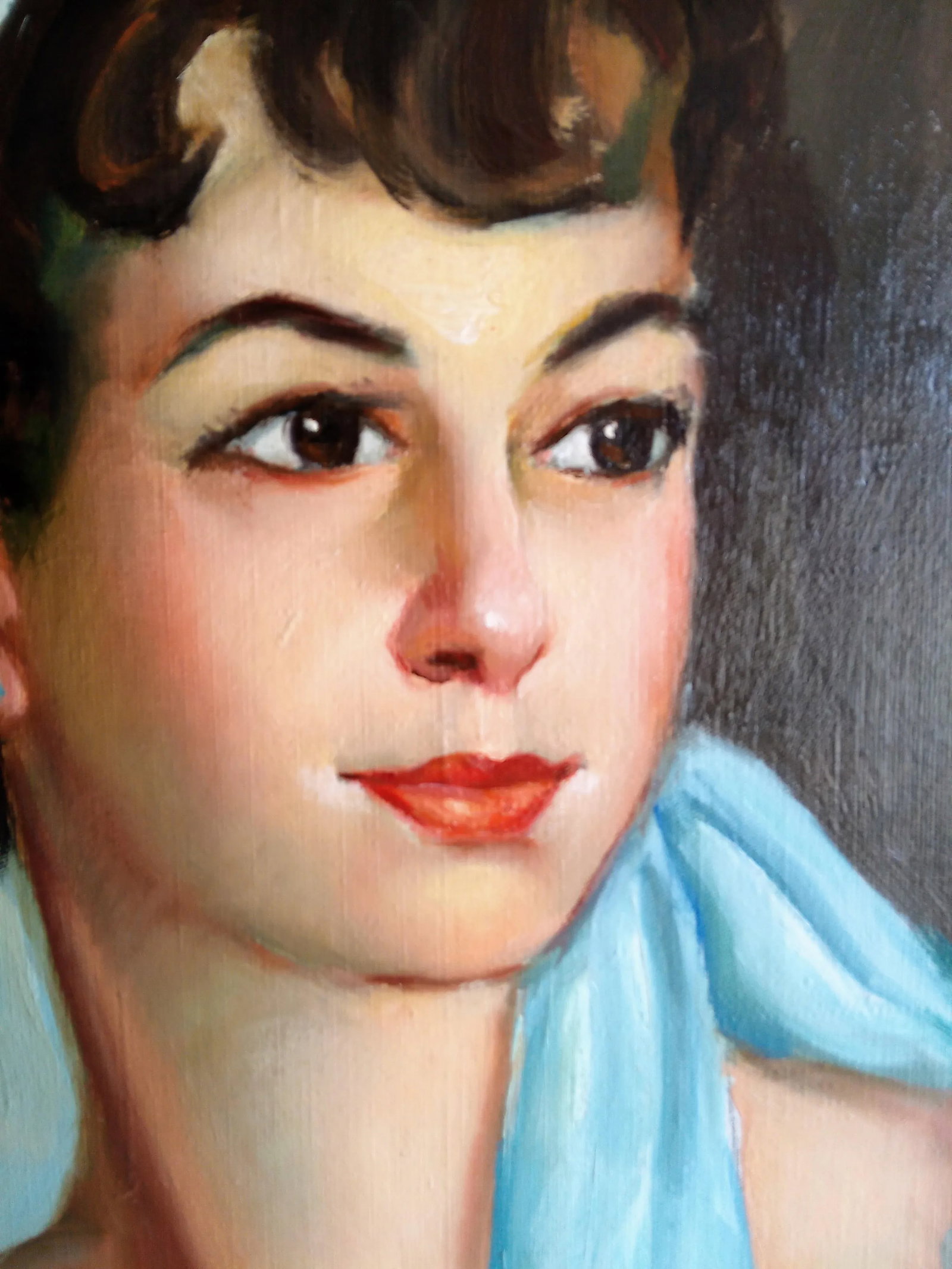 Mid 20th Century Original Portrait of Spanish/Italian Country Girl - 4