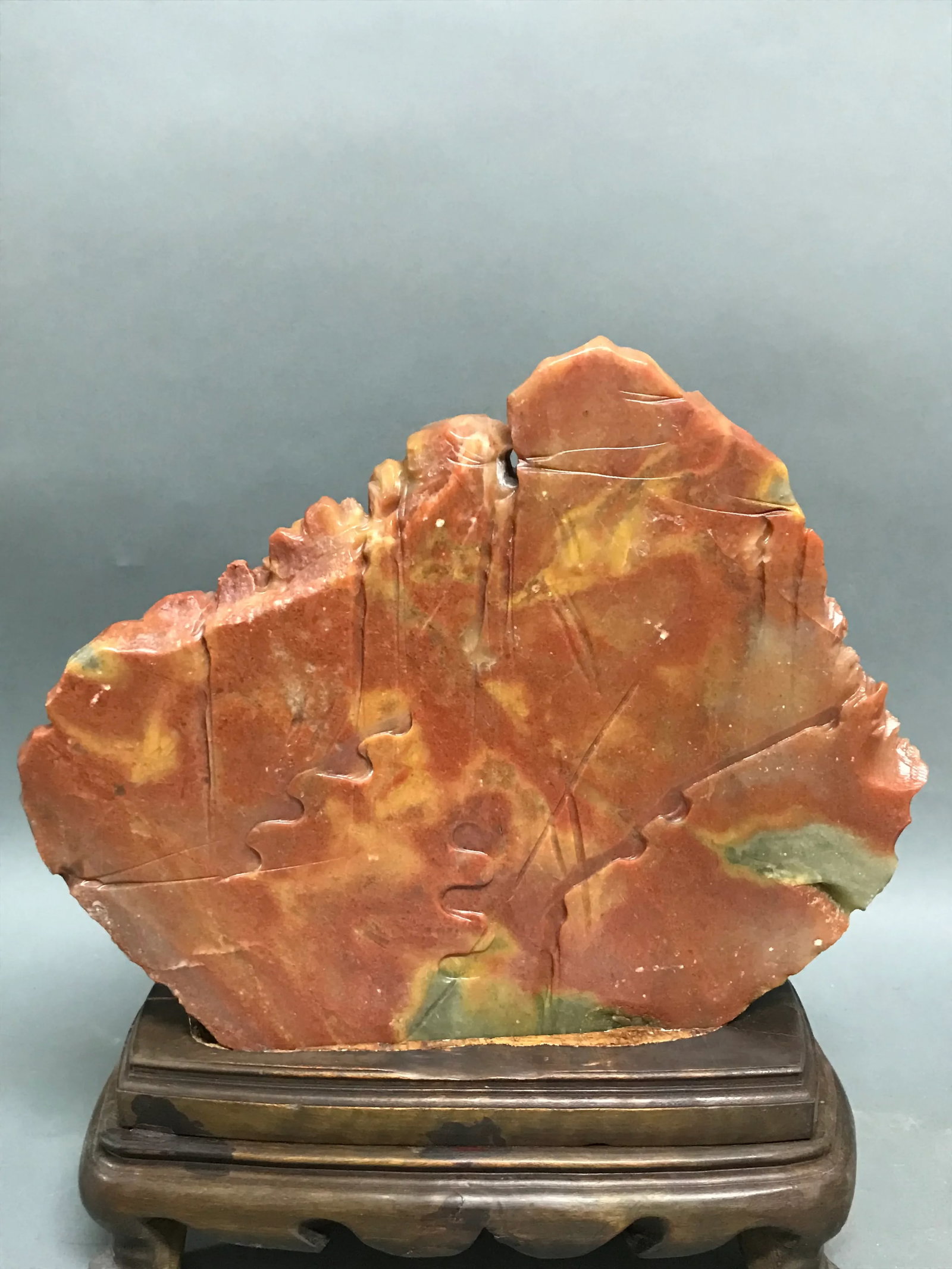 Chinese Art Carved Soapstone Mountain Scenery With People - 9