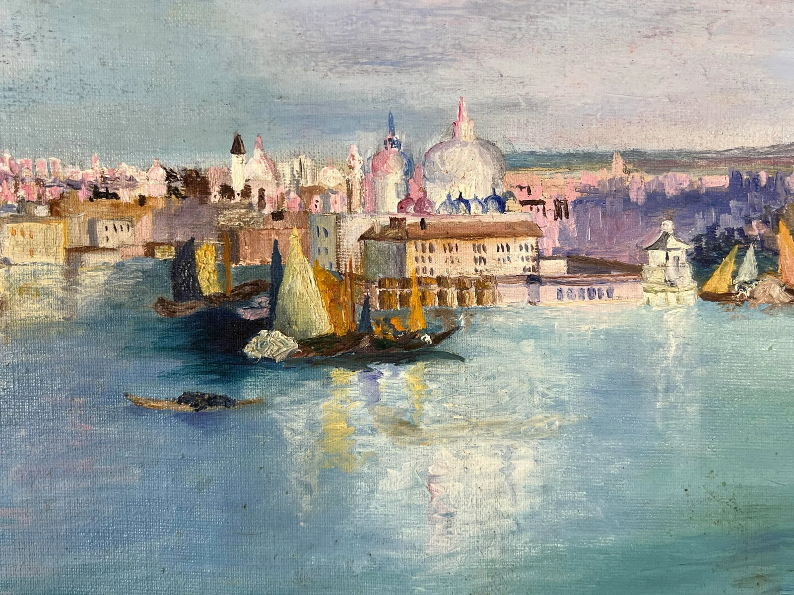 Late 20th Century Nautical Seascape Painting of Venice With Gilt Frame - 2