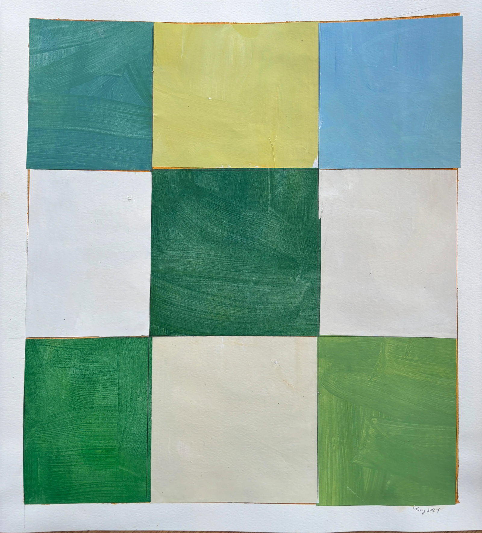 Lake Series, Abstract Landscape Painting Work on Paper by Bryan Young - 2