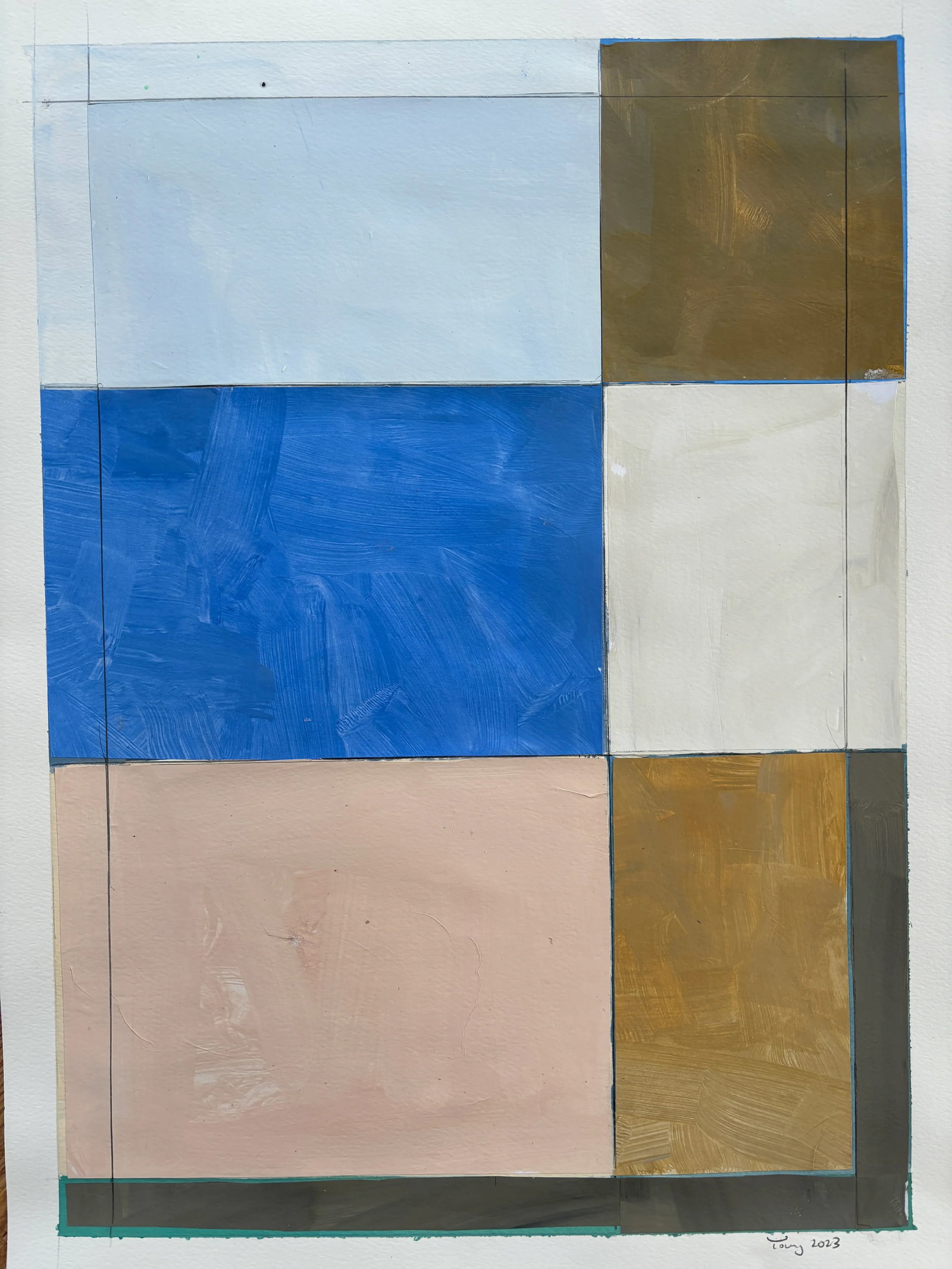 Lake Series, Abstract Landscape Work on Paper by Bryan Young: Brighten up your room with a new piece in the lake series, a contemporary painting and collage on heavy archival watercolor paper. I photograph work as it I finish it in the studio, no frame or