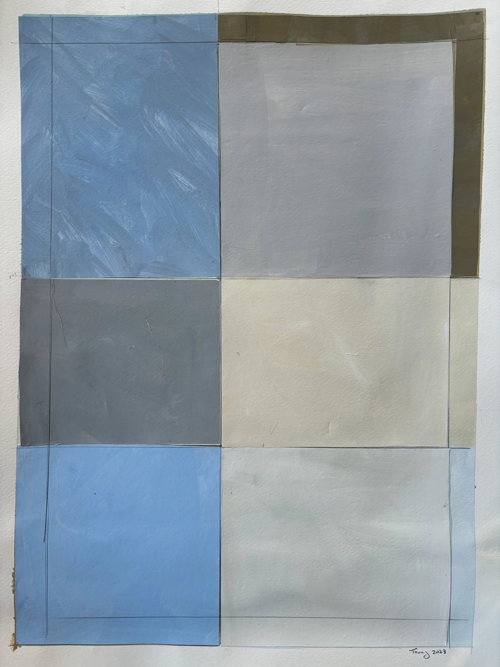 Lake Series, Abstract Landscape Work on Paper by Bryan Young: Brighten up your room with a new piece in the lake series, a contemporary painting and collage on heavy archival watercolor paper. I photograph work as it I finish it in the studio, no frame or formal