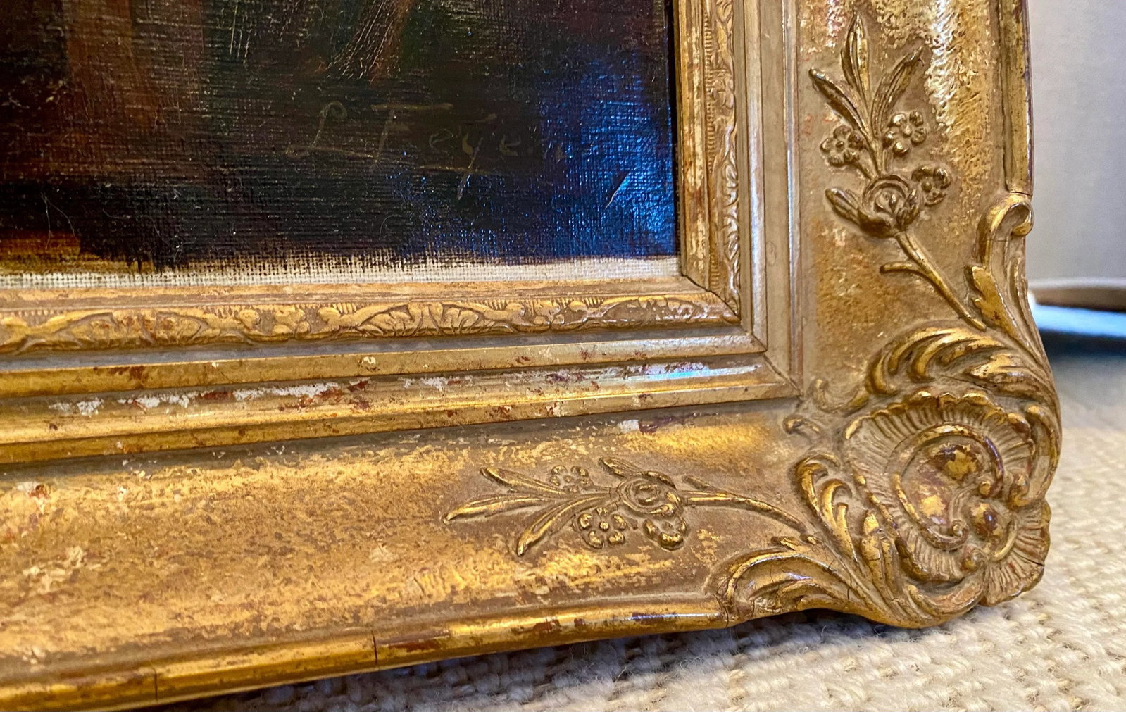 Old Masters Style Dutch Landscape Painting by Leon Arie Feijen, Ornately Framed - 3