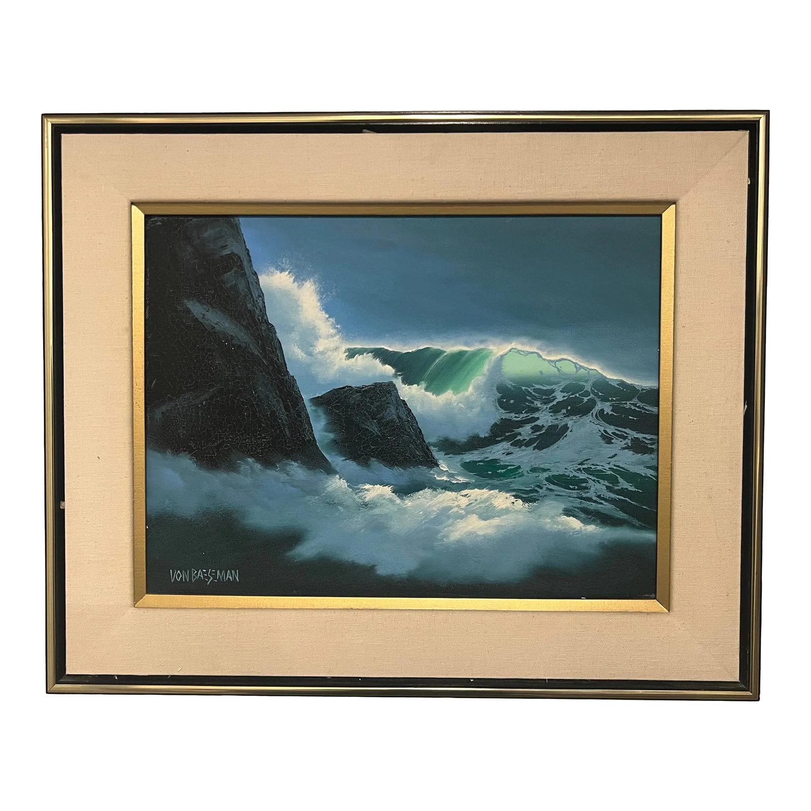 Harvey Von Baeseman (1932-1990), Postmodern, Painting, Hawaii, Oceanscape Acrylic on Canvas, Signed (1 of 4)