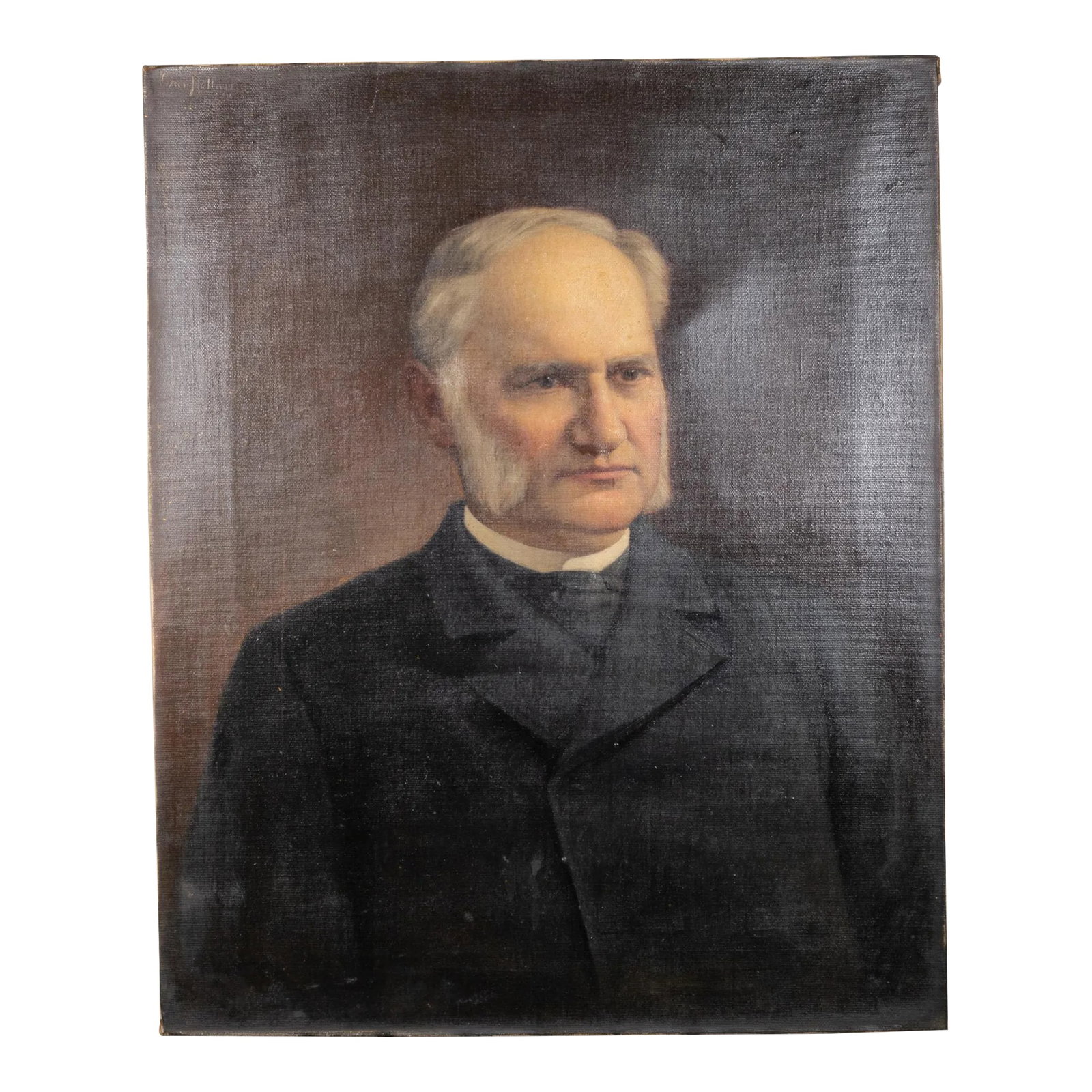 19th C. American Oil Portrait by Oscar Hallwig 1895: ABOUT An antique 19th century oil portrait on canvas of a gentleman. Signed "Oscar Hallwig 1895" on the upper left corner. An original framers label on back. CREATOR Oscar Hallwig (Maryland, Germany,