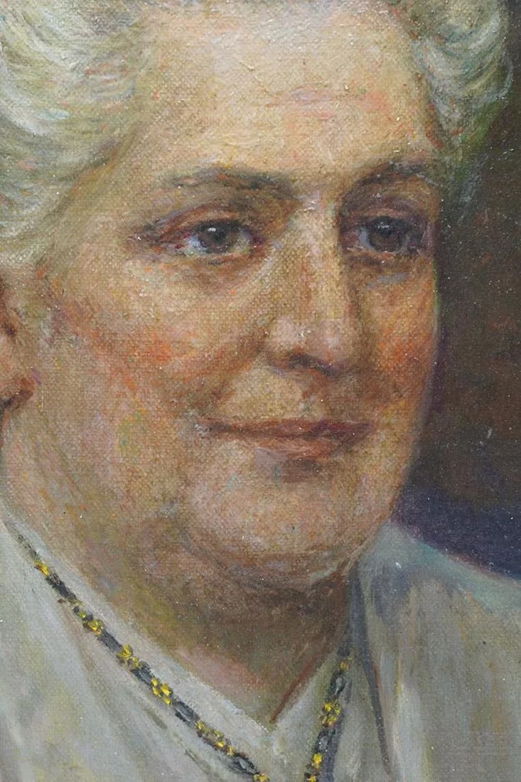 Jw Vale Oil on Canvas Portrait of an Older Woman Gold Ornate Frame 1929 - 5