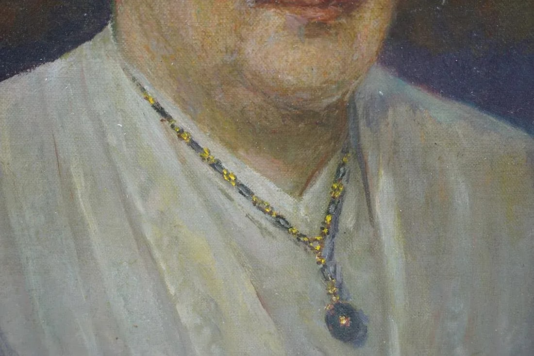 Jw Vale Oil on Canvas Portrait of an Older Woman Gold Ornate Frame 1929 - 6
